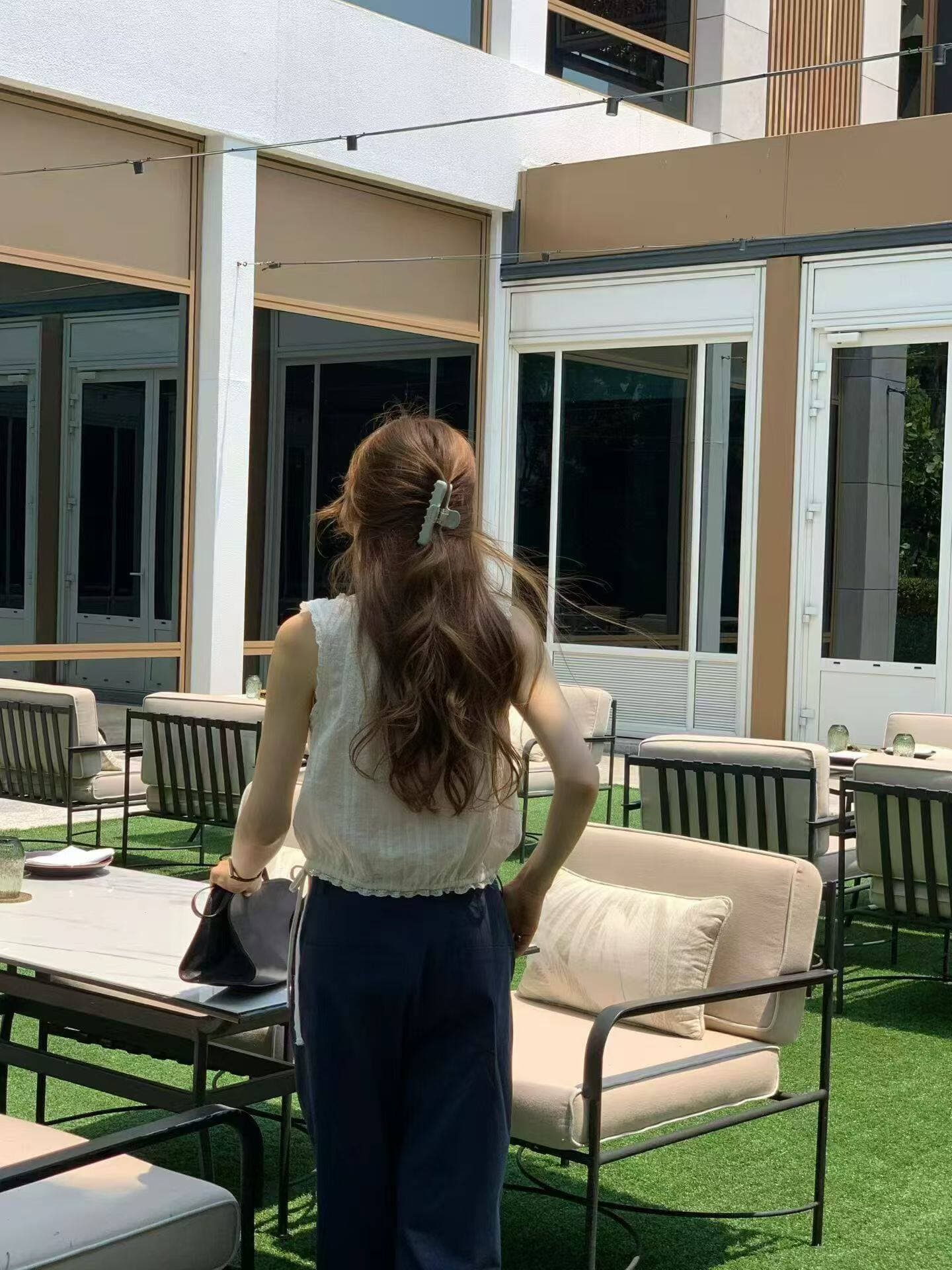 한국 프랑스식 레트로 달콤함 레이스 쇼트 스타일 민소매 슬림해 보이는 다용도 조끼 상세 이미지 8