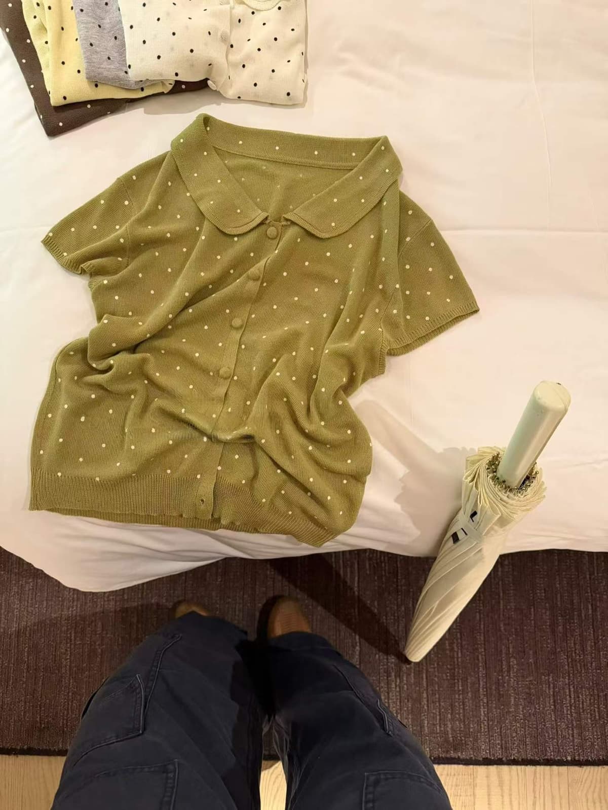 26 년 여름 켜기 새로운 복장 위로 도트 무늬 ~ 중 마술 너무 판매하기 좋은 라 감기 아마 슬림해 보이는 좋은 착용 니트 오픈 가디건 상세 이미지 23