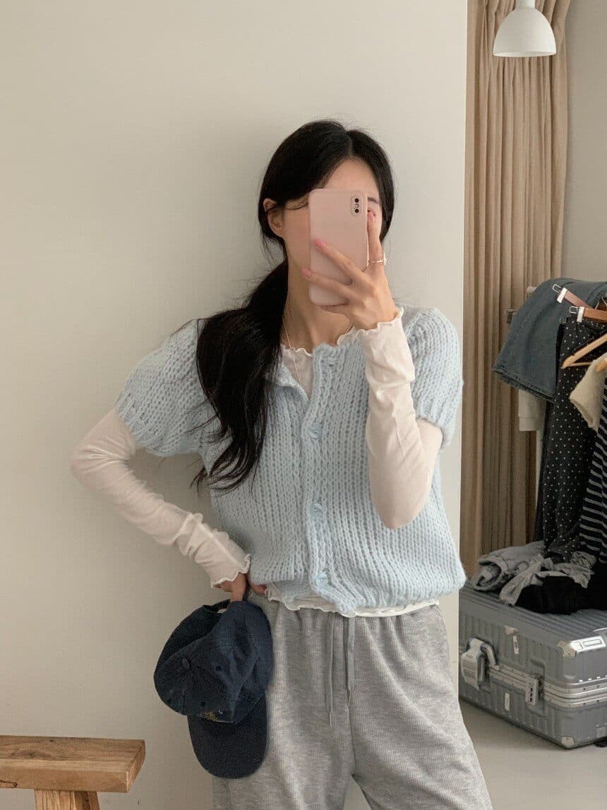 26 이른 가을 켜기 새로운 한 부서 디자이너 섹션 달콤함 연령 감소 질감 작은 대중 쇼트 스타일 니트 오픈 가디건 여성 상세 이미지 14