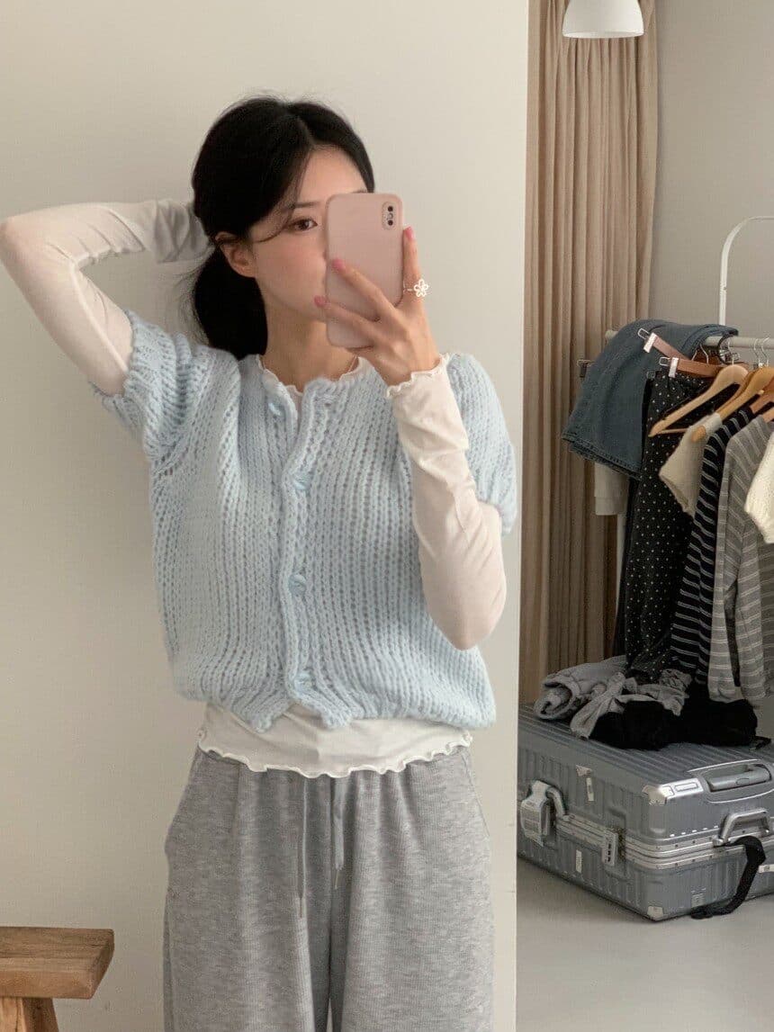 26 이른 가을 켜기 새로운 한 부서 디자이너 섹션 달콤함 연령 감소 질감 작은 대중 쇼트 스타일 니트 오픈 가디건 여성 상세 이미지 15