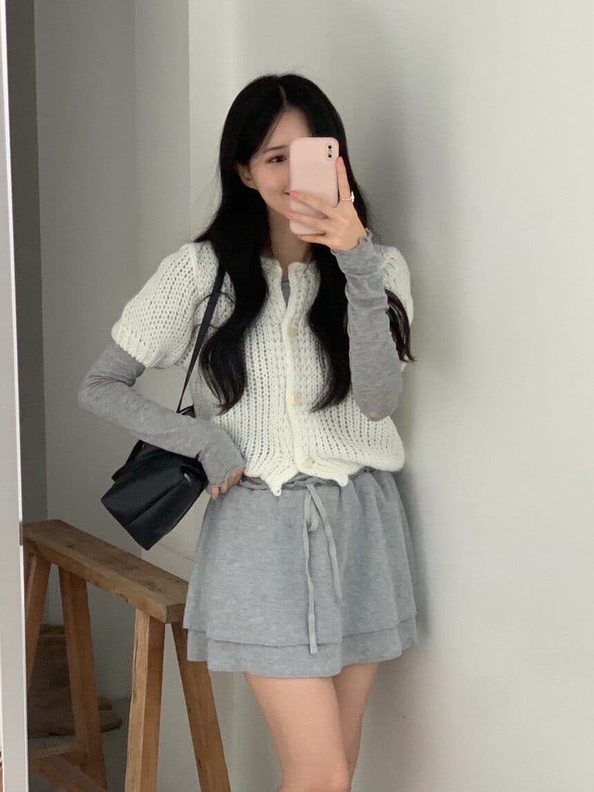 26 이른 가을 켜기 새로운 한 부서 디자이너 섹션 달콤함 연령 감소 질감 작은 대중 쇼트 스타일 니트 오픈 가디건 여성 상세 이미지 26