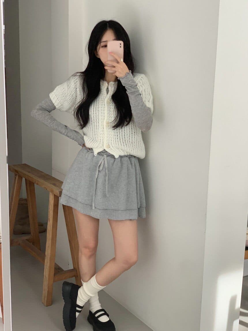 26 이른 가을 켜기 새로운 한 부서 디자이너 섹션 달콤함 연령 감소 질감 작은 대중 쇼트 스타일 니트 오픈 가디건 여성 상세 이미지 27