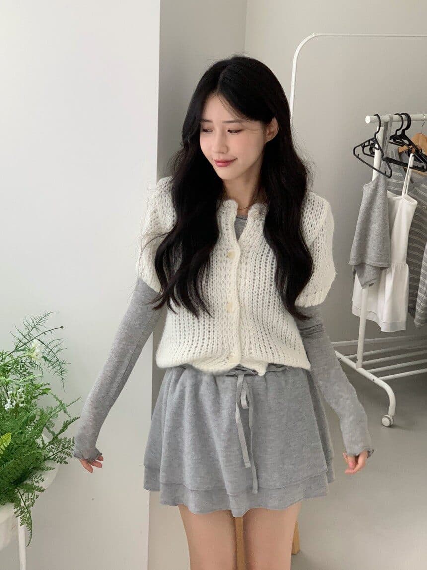 26 이른 가을 켜기 새로운 한 부서 디자이너 섹션 달콤함 연령 감소 질감 작은 대중 쇼트 스타일 니트 오픈 가디건 여성 상세 이미지 29