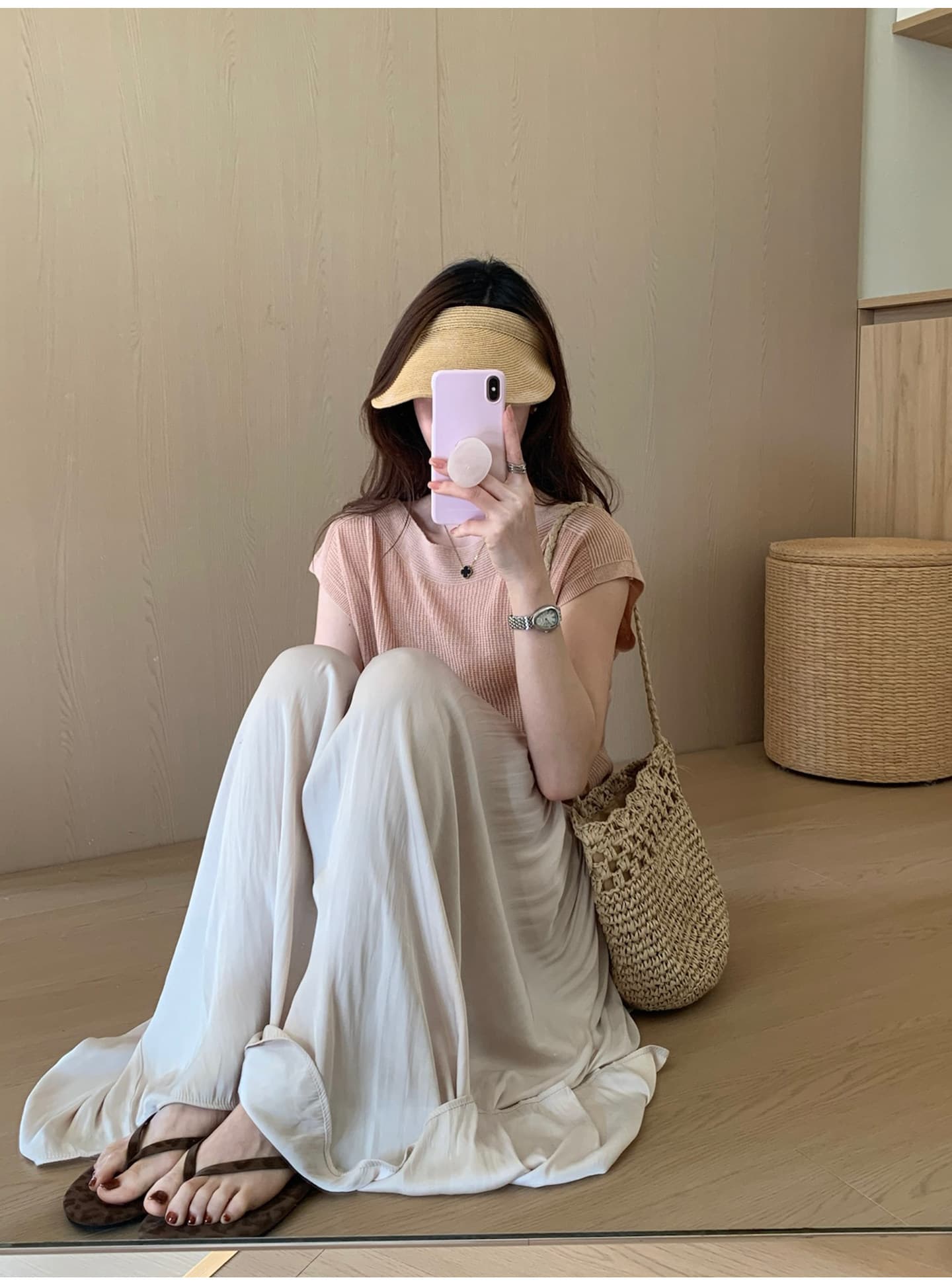 여름 켜기 새로운 미니멀리즘 일상 출퇴근 작은 날다 소매 루즈핏 품격 니트 스웨터 상세 이미지 21