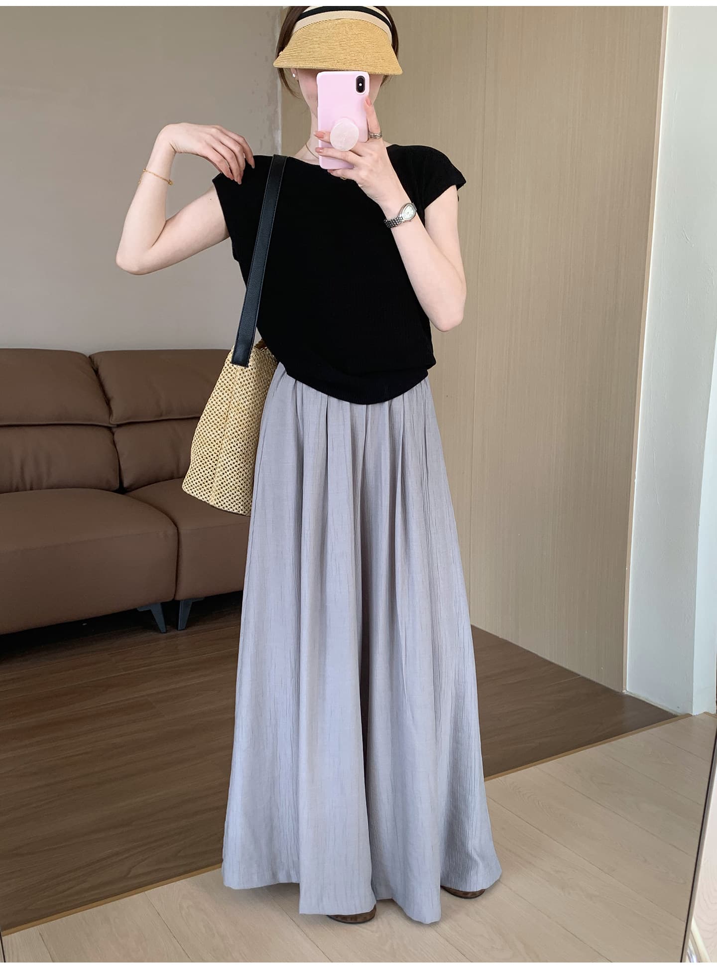 여름 켜기 새로운 미니멀리즘 일상 출퇴근 작은 날다 소매 루즈핏 품격 니트 스웨터 상세 이미지 44