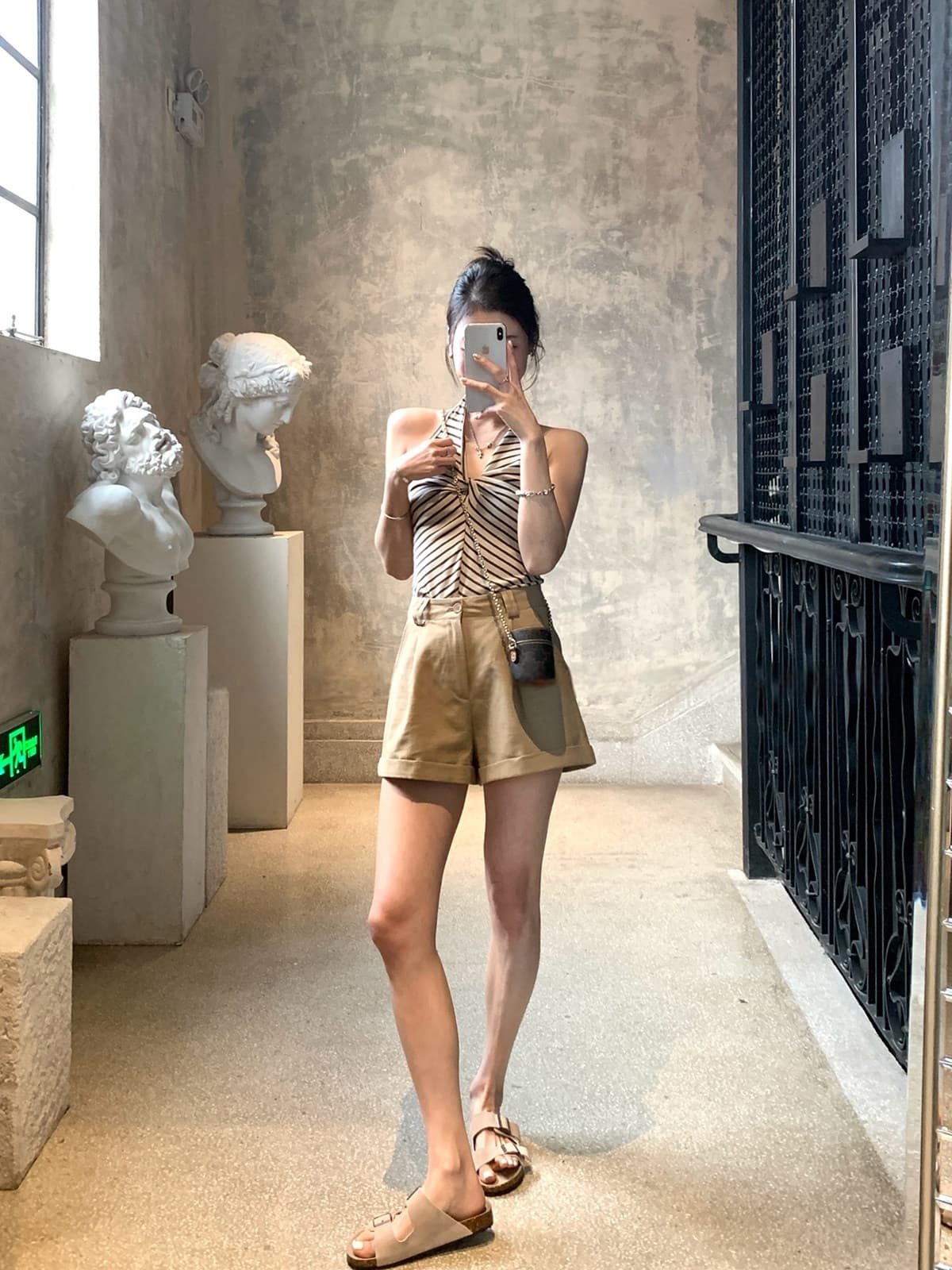여름 켜기 새로운 다용도 유물 한 부서 디자인 센스 비틀림 스트라이프 행침 목 조끼 상세 이미지 4