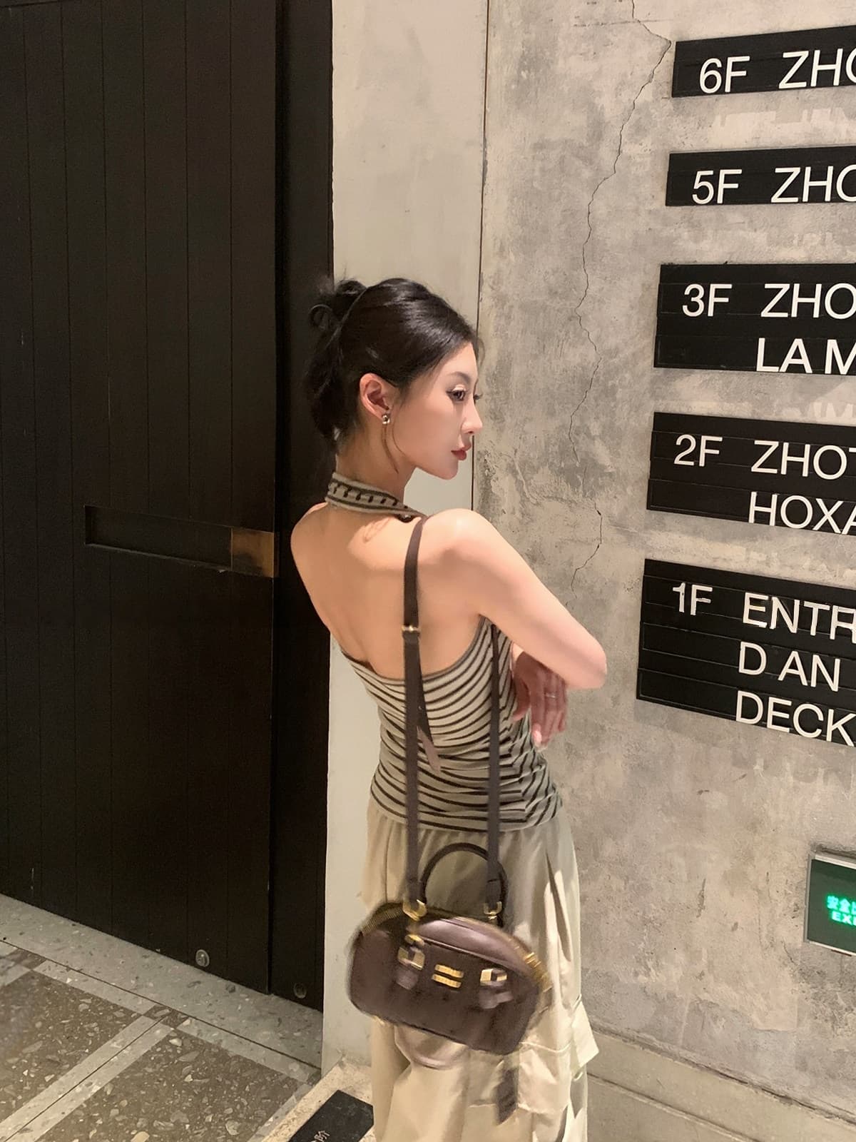 여름 켜기 새로운 다용도 유물 한 부서 디자인 센스 비틀림 스트라이프 행침 목 조끼 상세 이미지 16