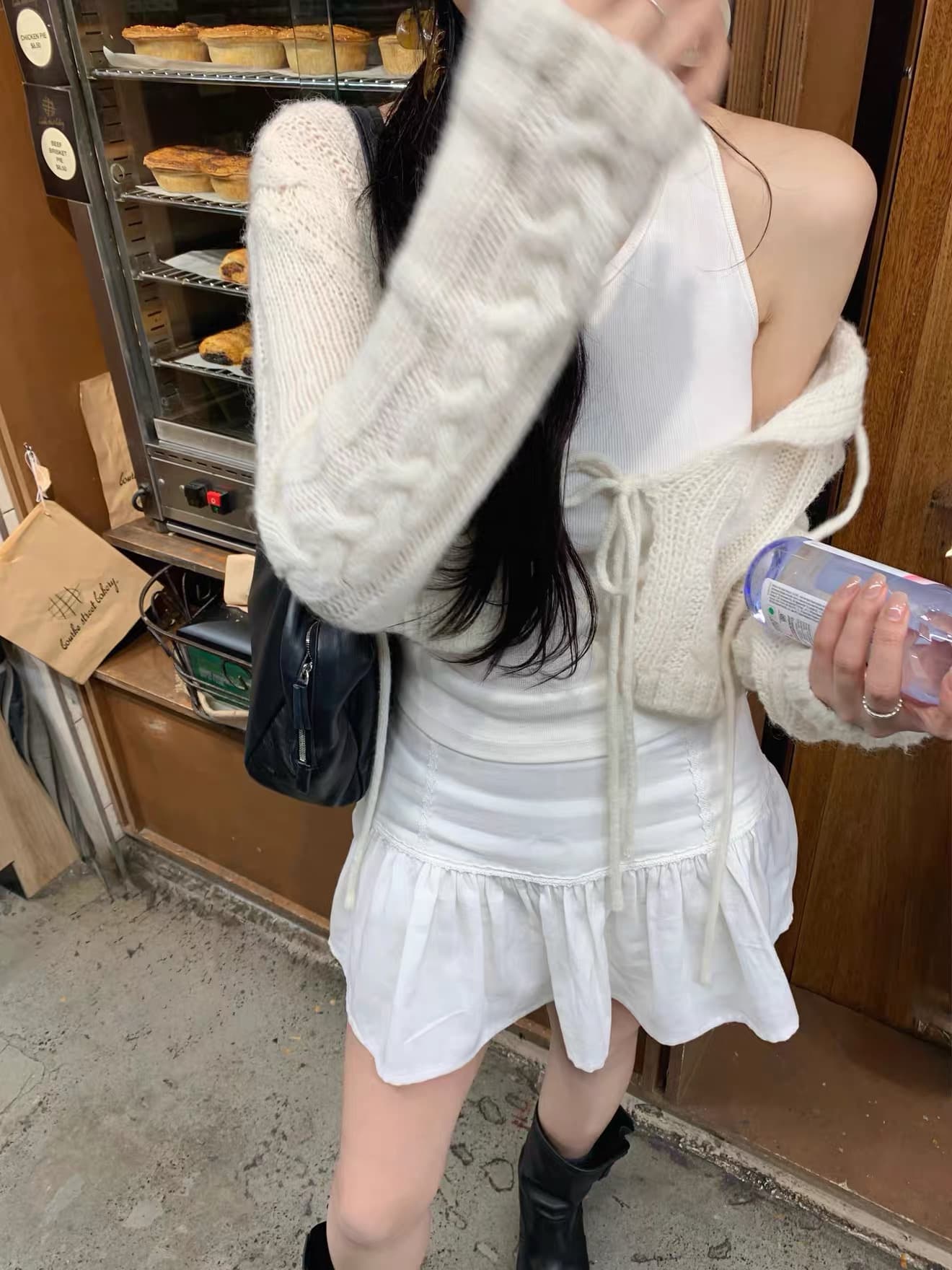 2026 이른 가을 켜기 새로운 V넥 레이스업 레이스 오픈 가디건 여성 프랑스식 부드러운 바람 재킷 작은 숄 맨위 이미지 3