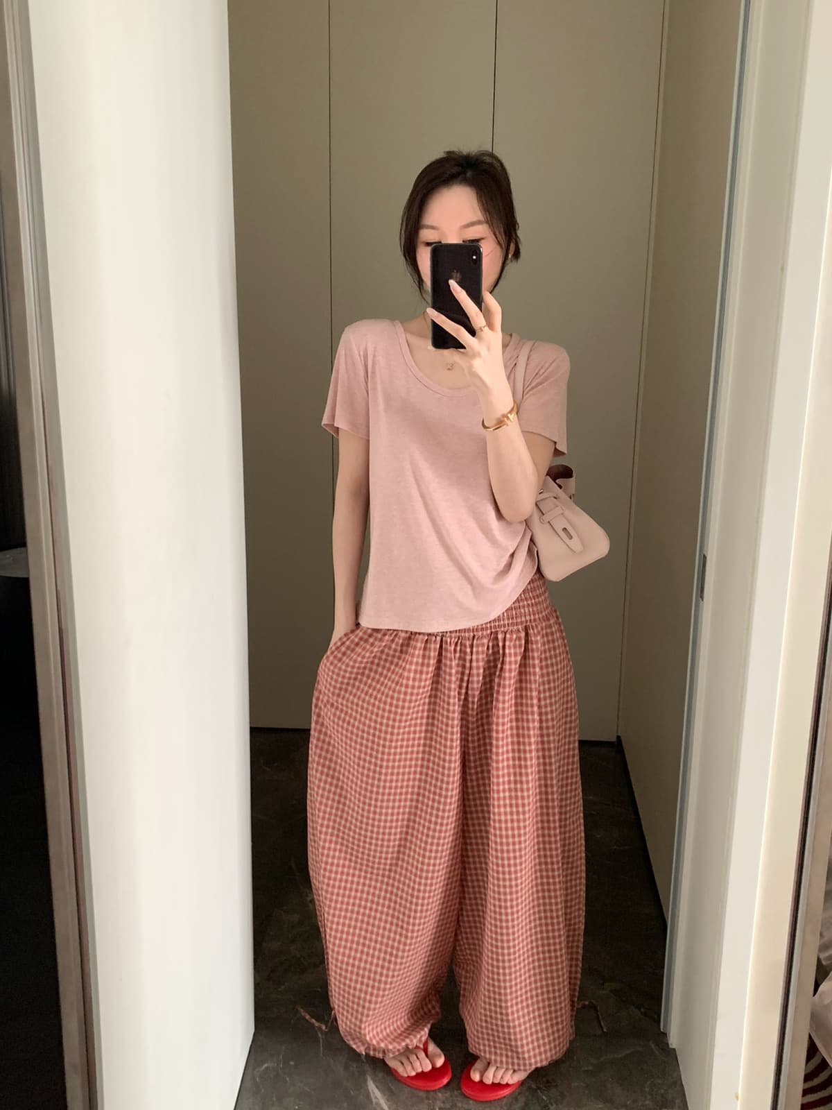 26 년 여름 켜기 새로운 한 부서 체크무늬 프랑스식 펌프 로프 폐회 캐주얼 바지 상세 이미지 14