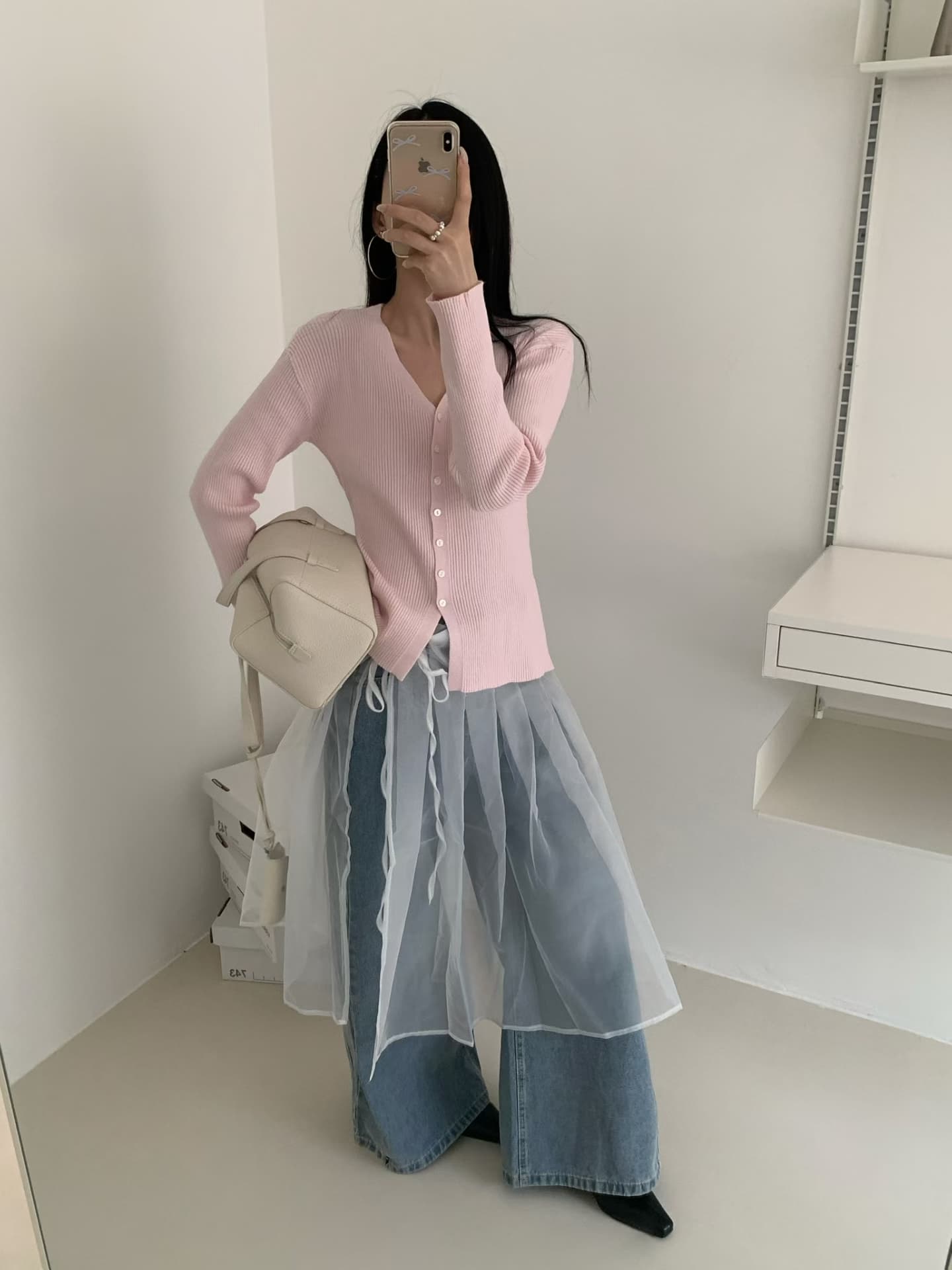 실사 가을 켜기 새로운 디자인 센스 V넥 니트 오픈 가디건 몸매 가꾸기 긴팔 스택 착용 스웨터 작은 외투 상세 이미지 3