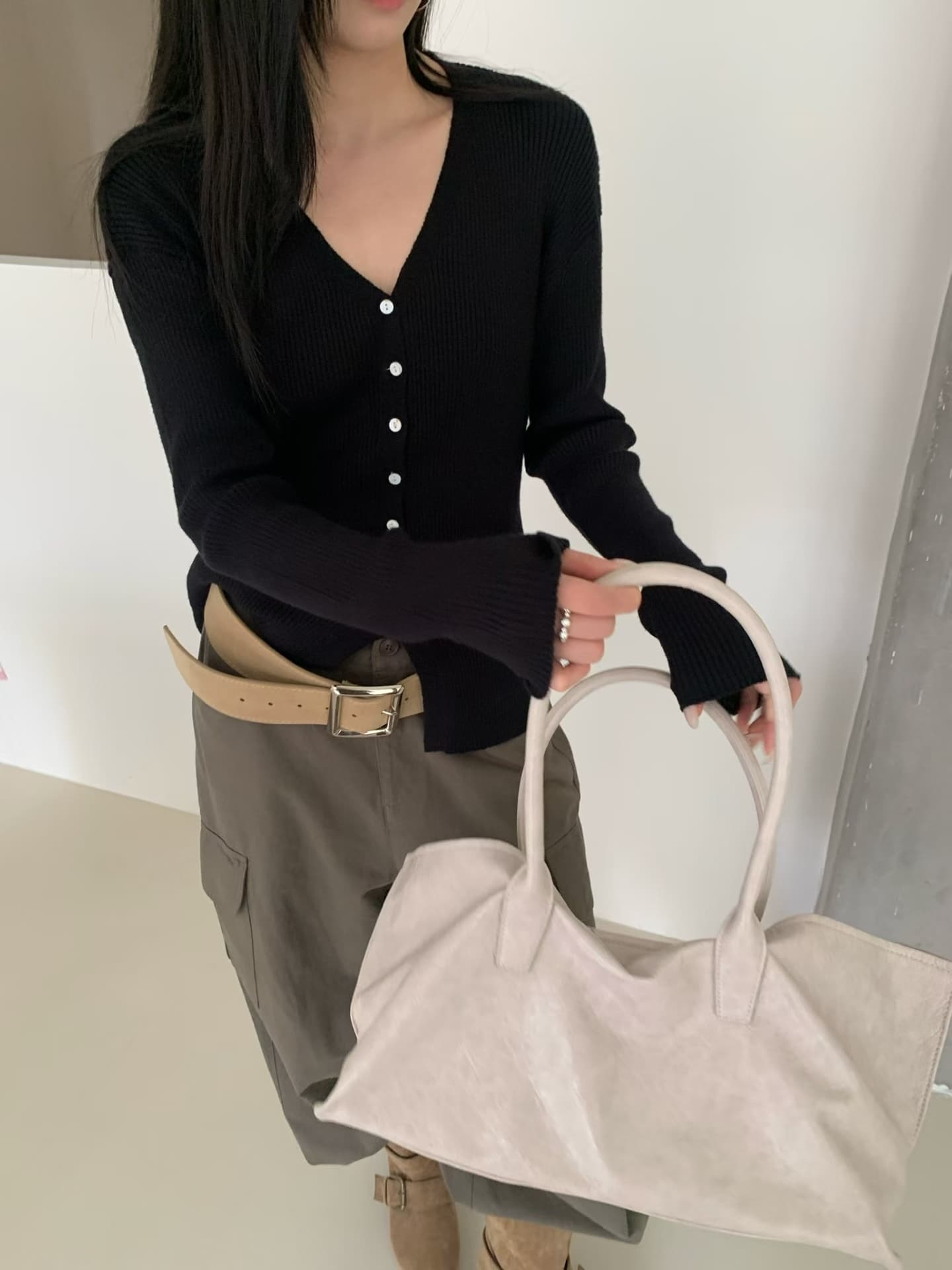 실사 가을 켜기 새로운 디자인 센스 V넥 니트 오픈 가디건 몸매 가꾸기 긴팔 스택 착용 스웨터 작은 외투 상세 이미지 8