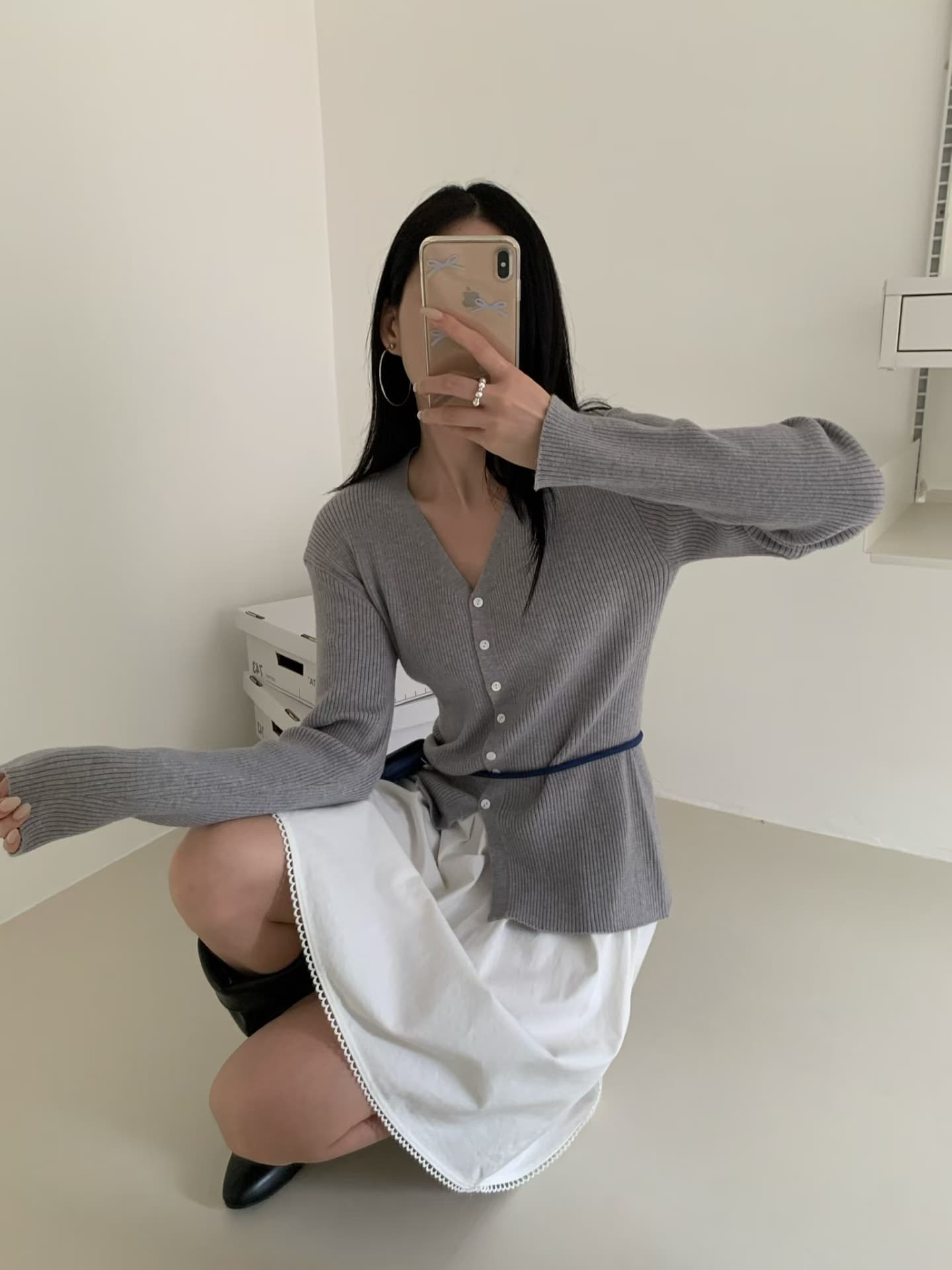 실사 가을 켜기 새로운 디자인 센스 V넥 니트 오픈 가디건 몸매 가꾸기 긴팔 스택 착용 스웨터 작은 외투 상세 이미지 11