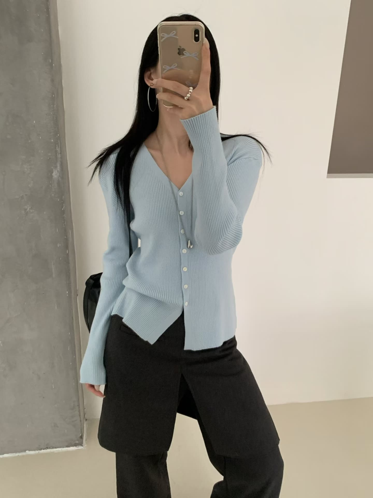 실사 가을 켜기 새로운 디자인 센스 V넥 니트 오픈 가디건 몸매 가꾸기 긴팔 스택 착용 스웨터 작은 외투 상세 이미지 14