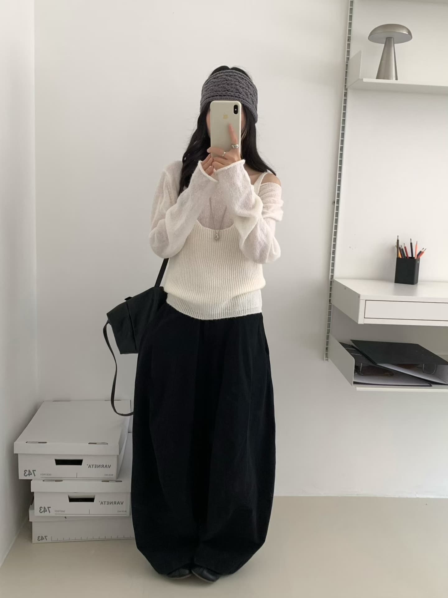 실사 26 가을 켜기 새로운 한 부서 투피스 세트 새로운 루즈핏 단색 니트 스웨터 조끼 상세 이미지 16