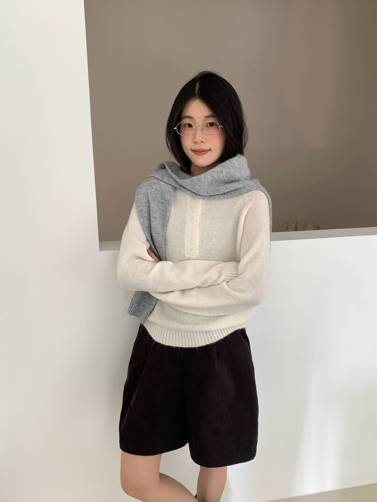 실사 26 가을 켜기 새로운 캐주얼 다용도 부서 버클 풀오버 라운드 넥 루즈핏 슬림해 보이는 긴팔 니트 스웨터 맨위 상세 이미지 6
