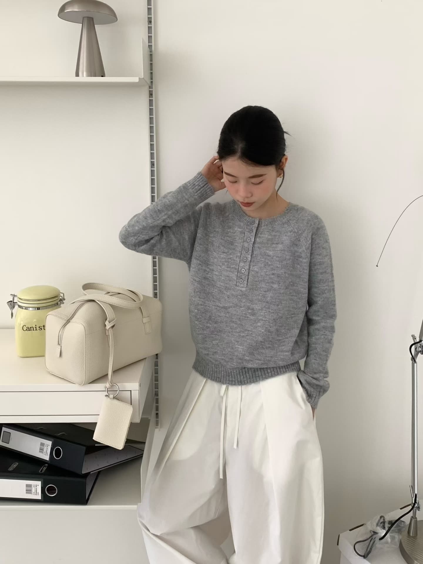 실사 26 가을 켜기 새로운 캐주얼 다용도 부서 버클 풀오버 라운드 넥 루즈핏 슬림해 보이는 긴팔 니트 스웨터 맨위 상세 이미지 12