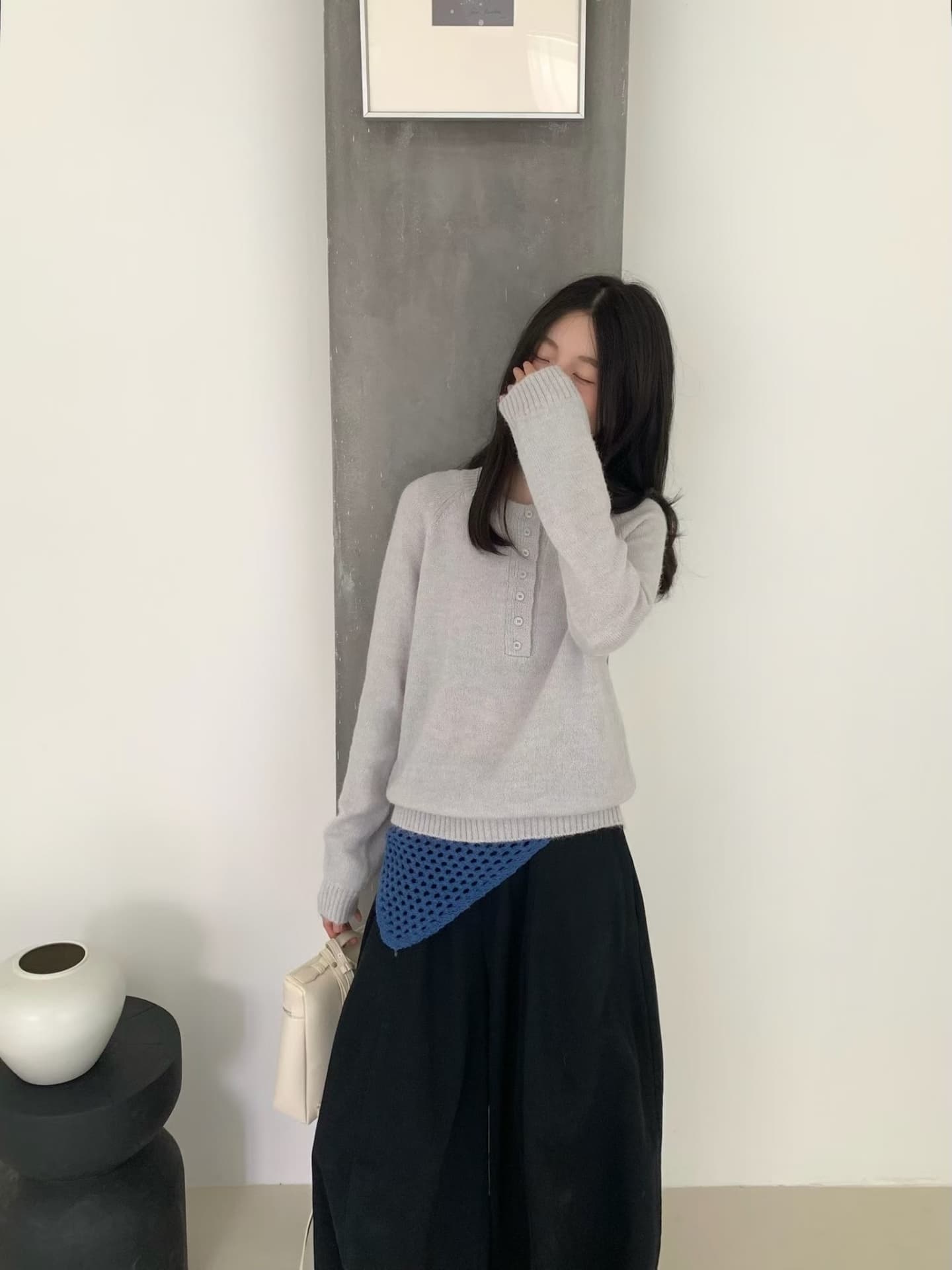 실사 26 가을 켜기 새로운 캐주얼 다용도 부서 버클 풀오버 라운드 넥 루즈핏 슬림해 보이는 긴팔 니트 스웨터 맨위 상세 이미지 19