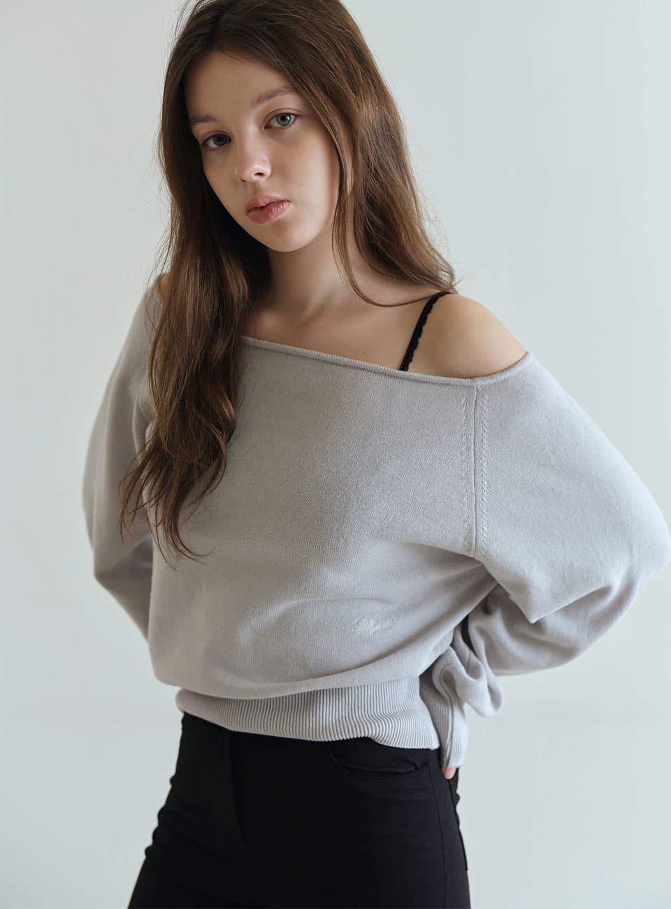 26 가을 켜기 새로운 한국 디자이너 제품 순수한 욕망 미니멀리즘 단색 니트 스웨터 상세 이미지 16