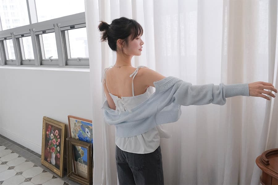 2026 가을 켜기 새로운 패션 다용도 달콤함 소녀 라운드 넥 긴팔 싱글 줄 버튼 얇은 스타일 여성 털 스웨터 쇼트 스타일 상세 이미지 14
