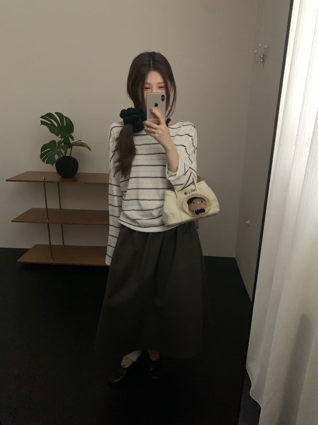 실사 2026 가을 켜기 새로운 행침 목 페이크 레이어드 분위기 센스 스트라이프 상체 자이언트 슬림해 보이는 긴팔 티셔츠 상세 이미지 10