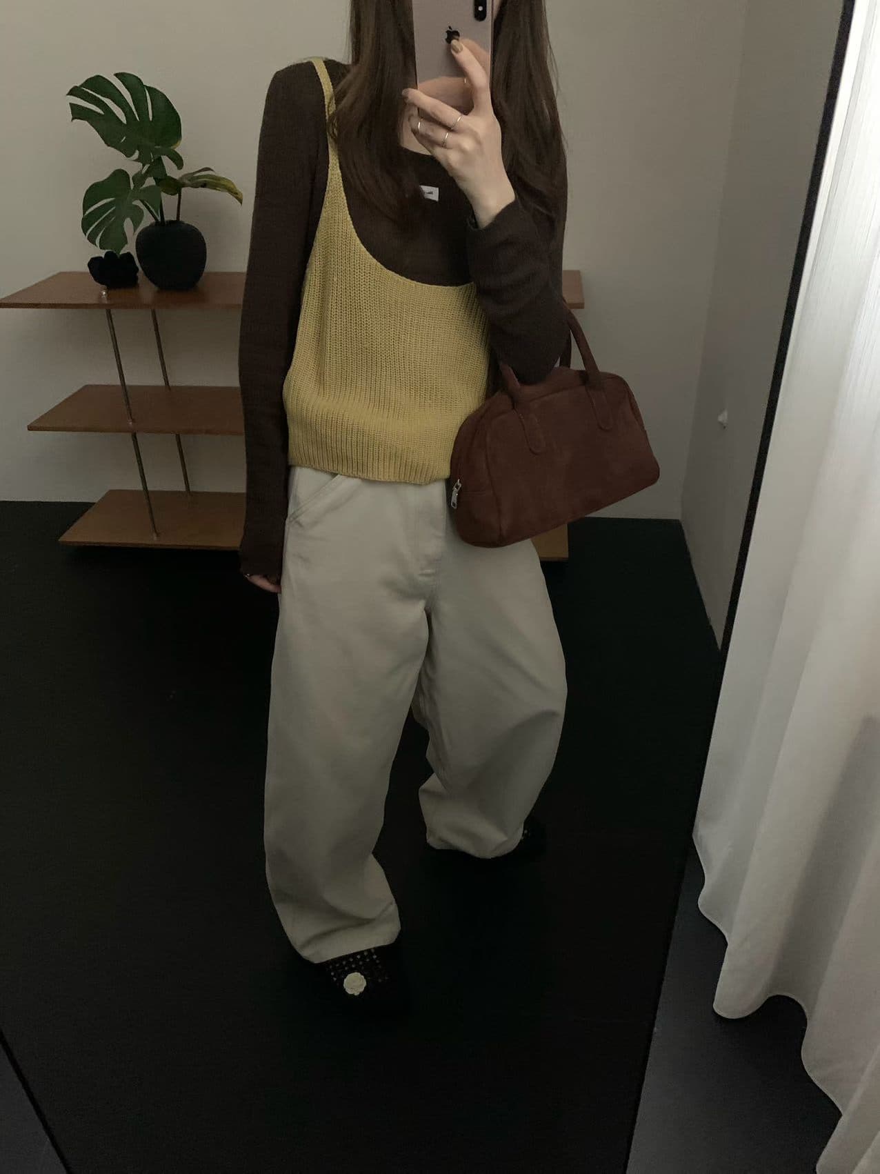 실사 26 년 가을 켜기 새로운 한 부서 라운드 넥 단색 캐주얼 니트 스웨터 캐미솔 투피스 세트 세트 상세 이미지 7