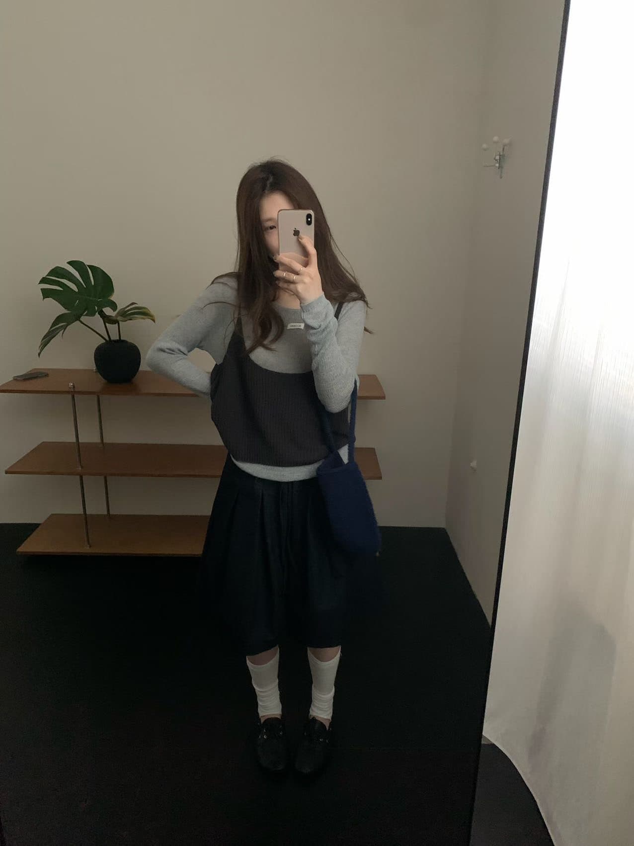 실사 26 년 가을 켜기 새로운 한 부서 라운드 넥 단색 캐주얼 니트 스웨터 캐미솔 투피스 세트 세트 상세 이미지 16