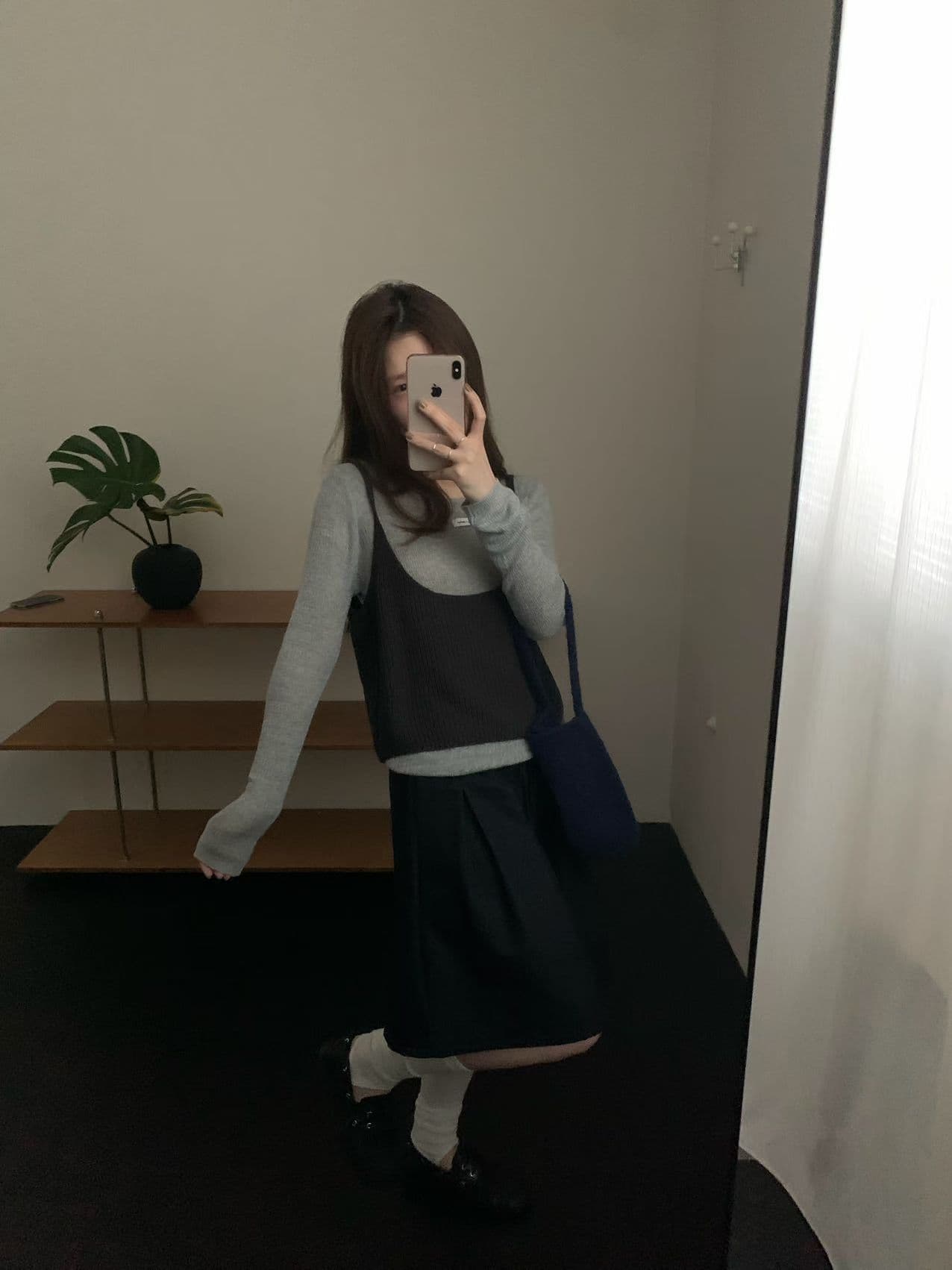 실사 26 년 가을 켜기 새로운 한 부서 라운드 넥 단색 캐주얼 니트 스웨터 캐미솔 투피스 세트 세트 상세 이미지 20