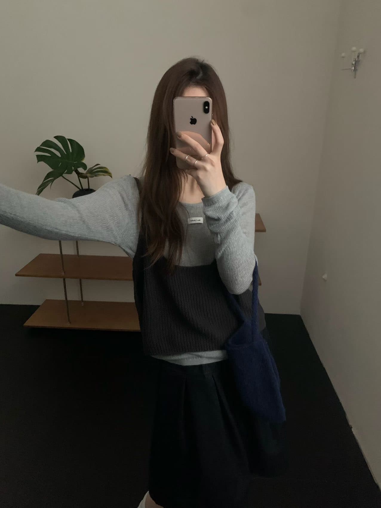 실사 26 년 가을 켜기 새로운 한 부서 라운드 넥 단색 캐주얼 니트 스웨터 캐미솔 투피스 세트 세트 상세 이미지 22