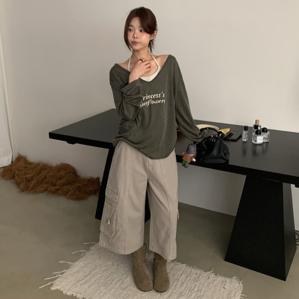 아름다움 폭발 위로 행침 목 스타일 투피스 세트 원단 편안한 행침 목 인사이드 가져 가라. V넥 펌프 Pleat 맨위 슬림해 보이는 긴팔 티셔츠 이미지 4