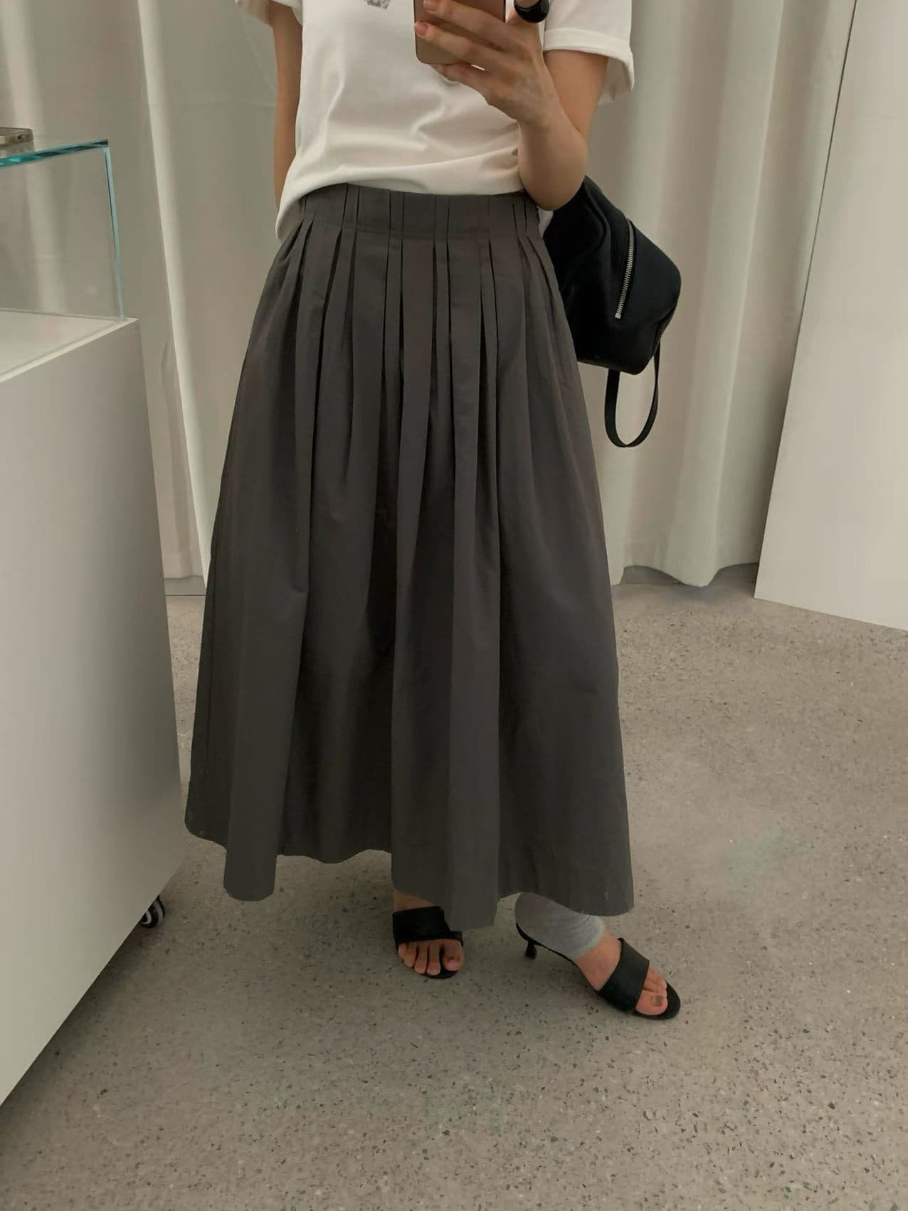 실사 2026 가을 켜기 새로운 하이웨이스트 한 마디 허리밴드 플리츠 반신 스커트 상세 이미지 12