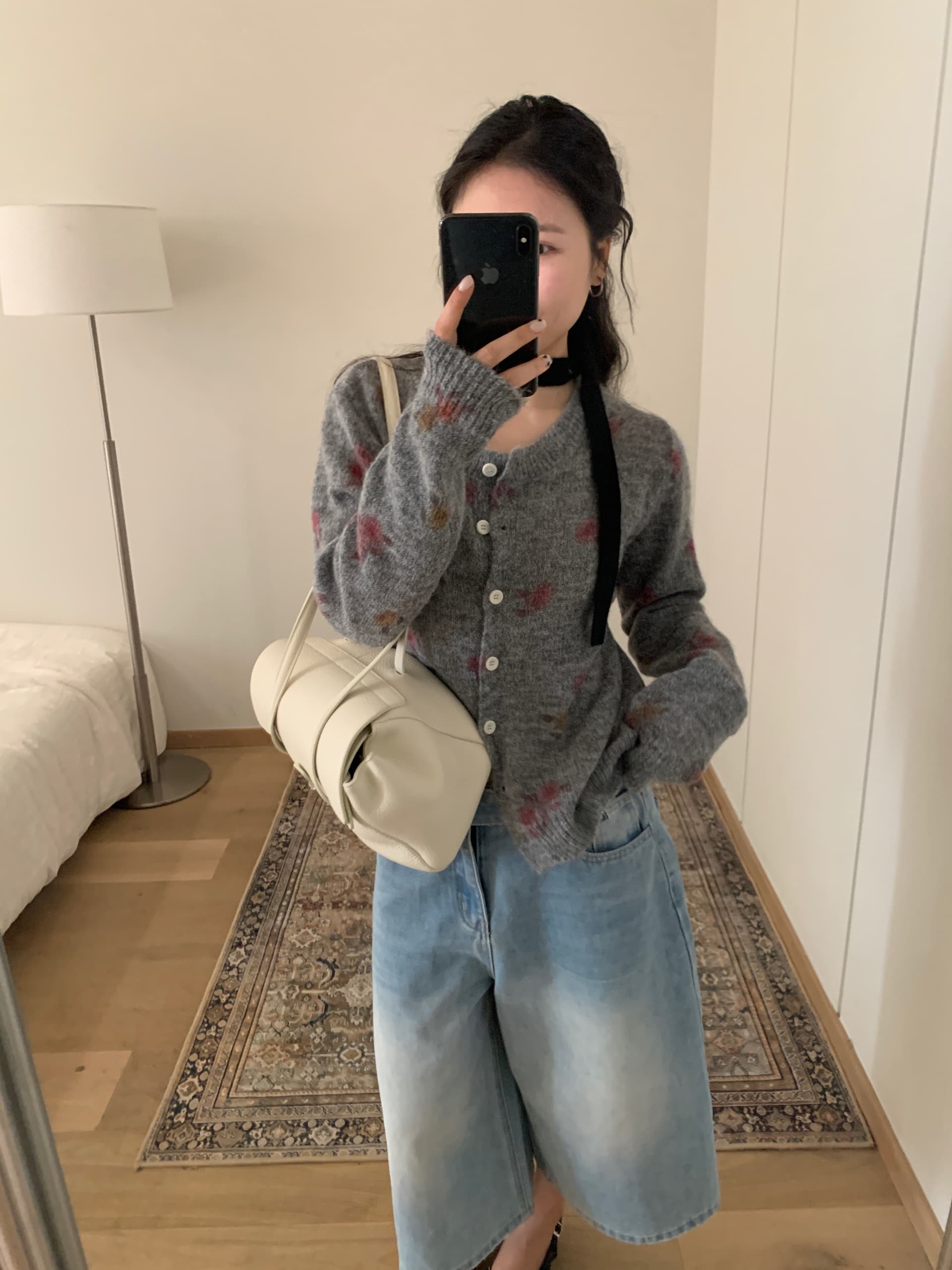 실사 두려운 2026 가을 켜기 새로운 느긋한 분위기 센스 미니멀리즘 대기 꽃 니트 오픈 가디건 상세 이미지 16