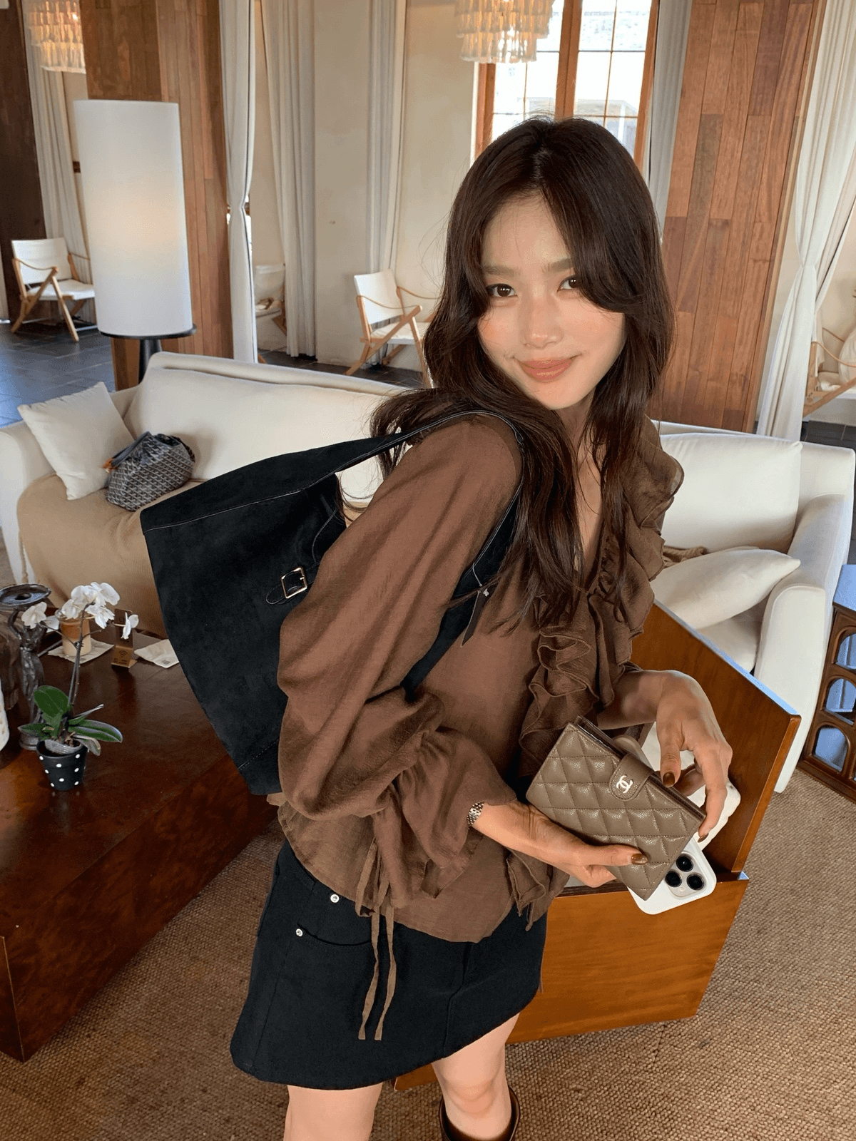 26 가을 켜기 새로운 프랑스식 부드러운 프릴 V넥 긴팔 작은 셔츠 상세 이미지 5