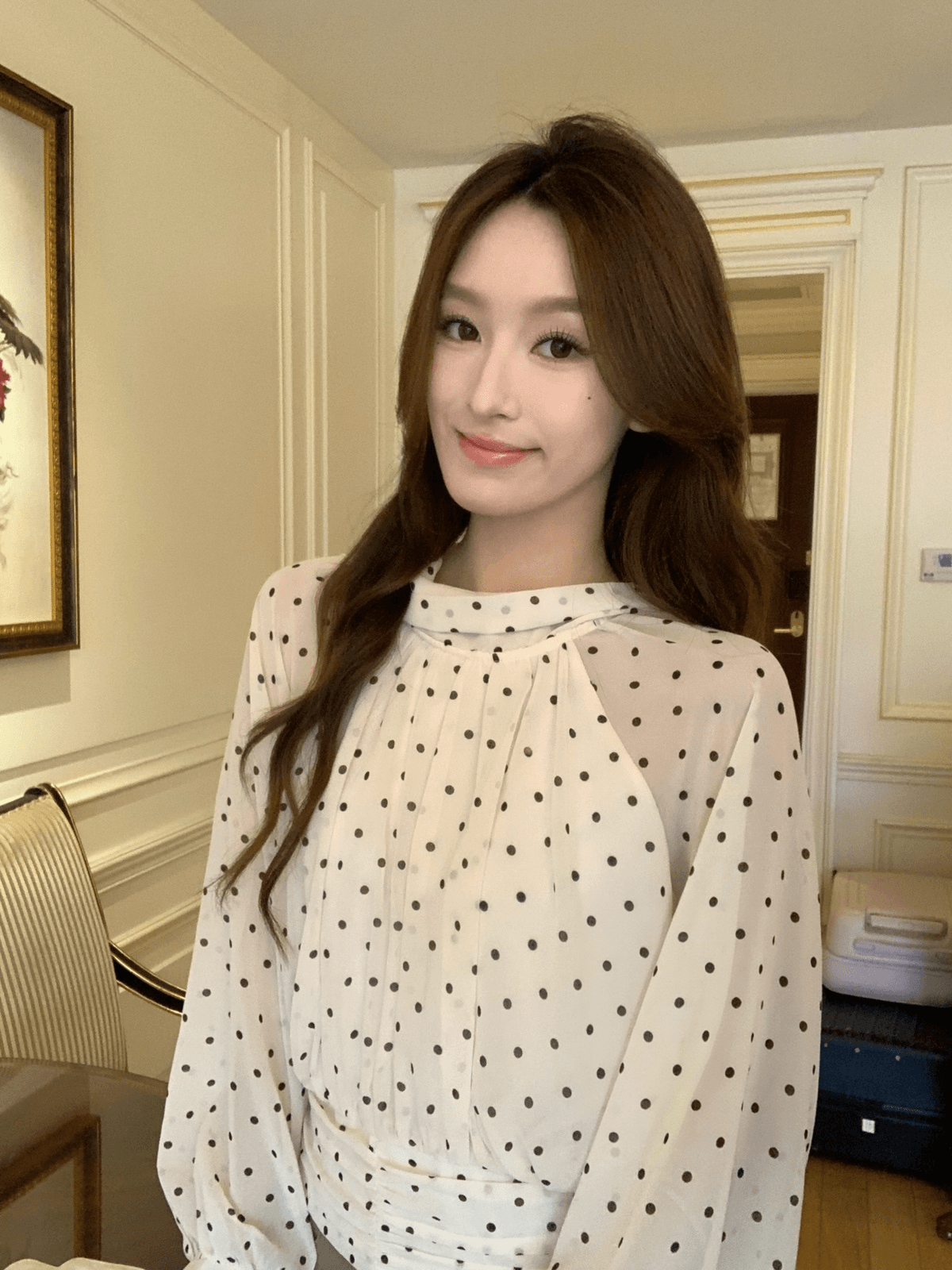26 이른 가을 켜기 새로운 분위기 c 조금 반드시 눈 사랑 빛 프랑스식 도트 무늬 리본 작은 셔츠 상세 이미지 14