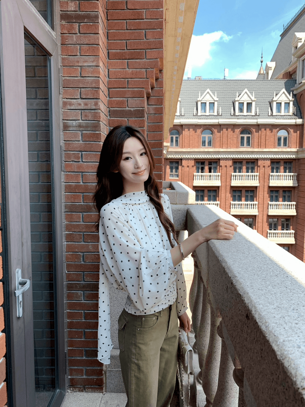 26 이른 가을 켜기 새로운 분위기 c 조금 반드시 눈 사랑 빛 프랑스식 도트 무늬 리본 작은 셔츠 상세 이미지 16