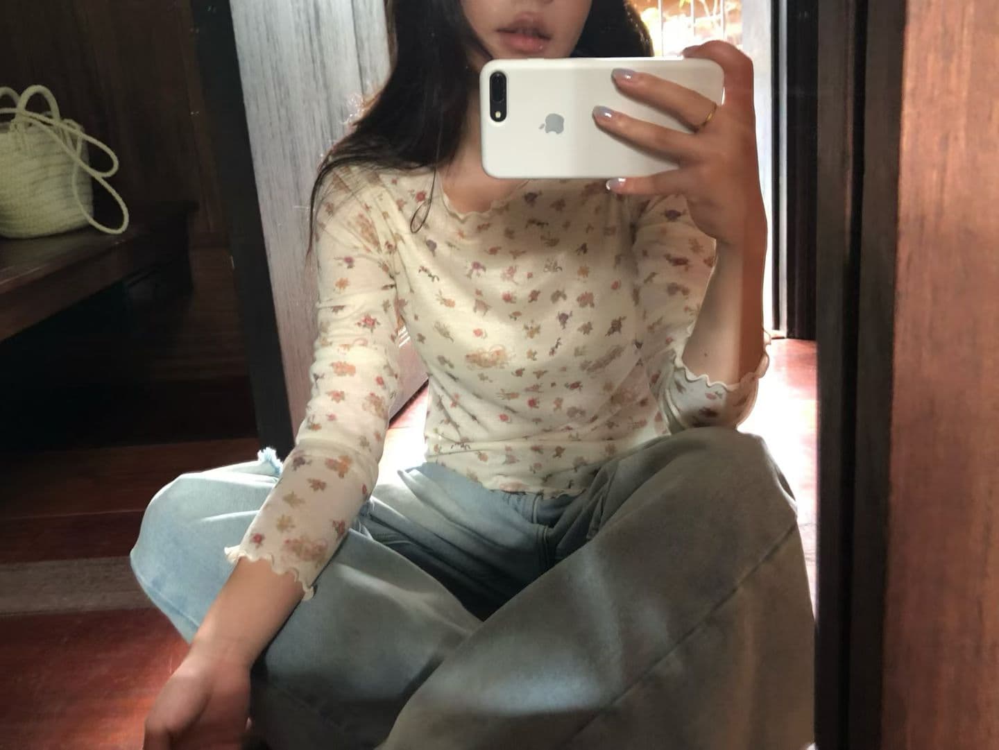 26 년 가을 켜기 새로운 한 여성 달콤함 연령 감소 프릴 꽃무늬 만나는 긴팔 티셔츠 상세 이미지 8