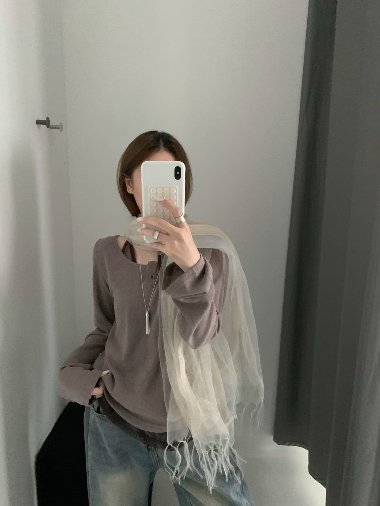 실사 26 가을 켜기 새로운 폭발 페이크 레이어드 돌아 가기 싱글 평가 초고 상체 자이언트 슬림해 보이는 긴팔 티셔츠 상세 이미지 8