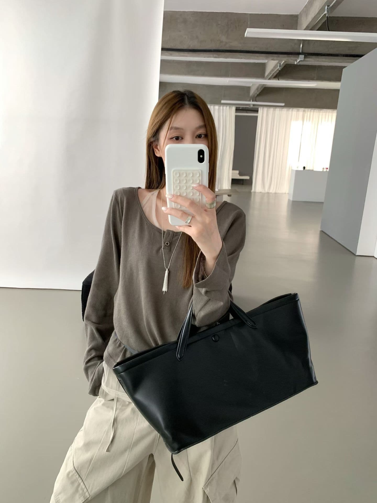 실사 26 가을 켜기 새로운 폭발 페이크 레이어드 돌아 가기 싱글 평가 초고 상체 자이언트 슬림해 보이는 긴팔 티셔츠 상세 이미지 10
