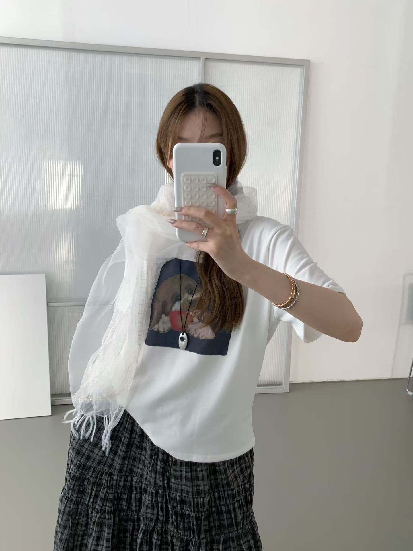실사 26 가을 켜기 새로운 한 부서 만화 패턴 다용도 출퇴근 반팔 티셔츠 상세 이미지 8
