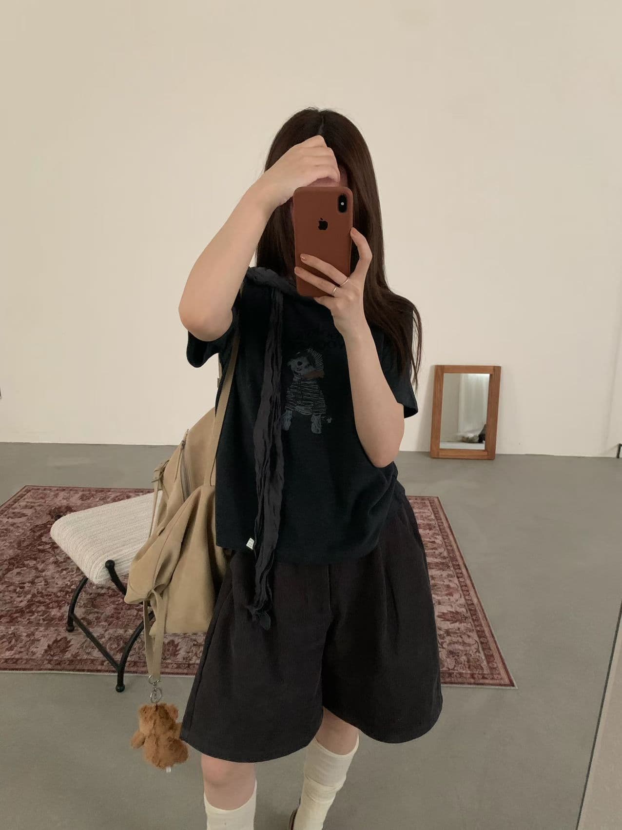 실사 26 가을 켜기 새로운 한 부서 레트로 느긋한 만화 반팔 티셔츠 경기 스카프 상세 이미지 7