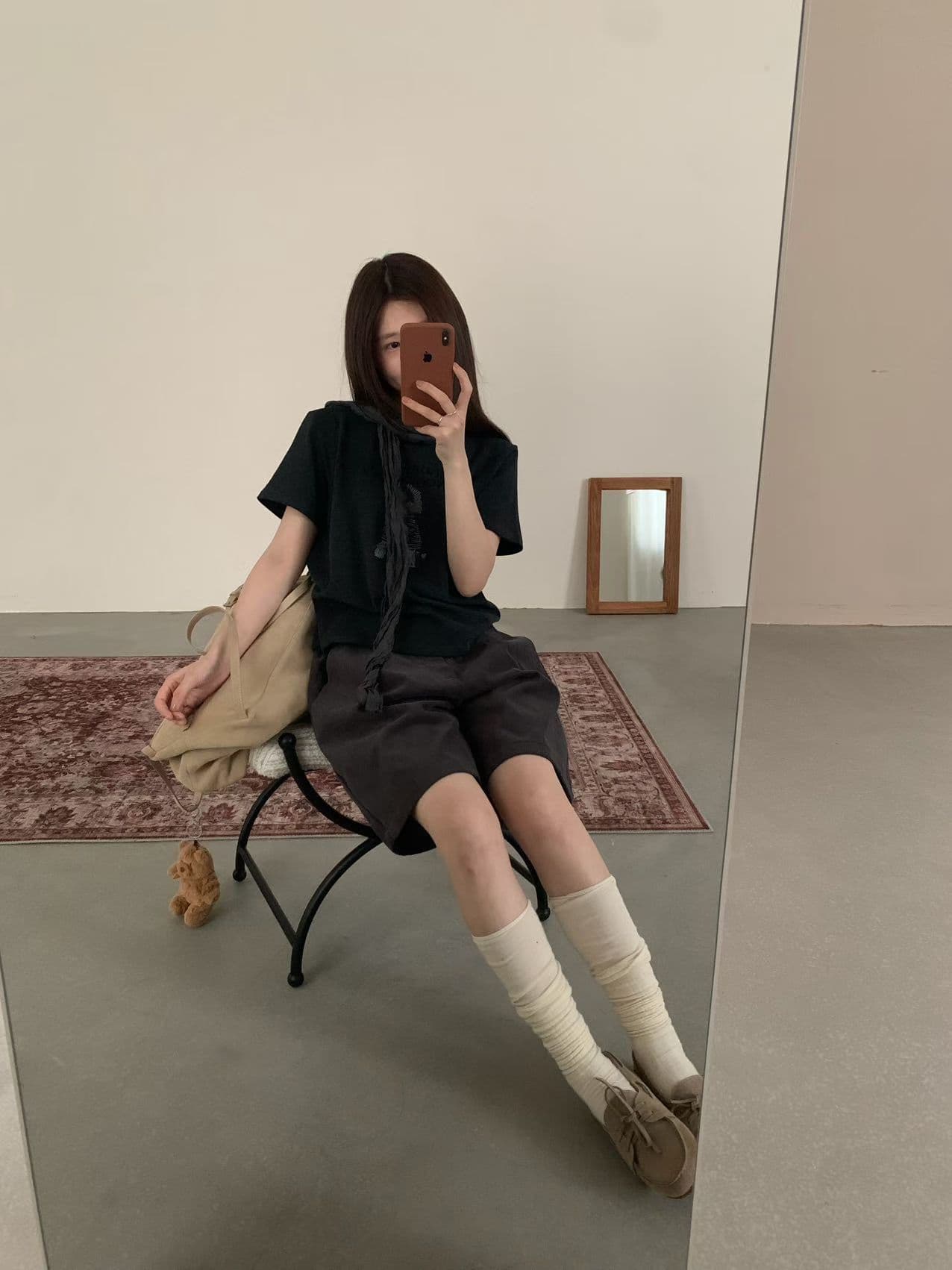 실사 26 가을 켜기 새로운 한 부서 레트로 느긋한 만화 반팔 티셔츠 경기 스카프 상세 이미지 11