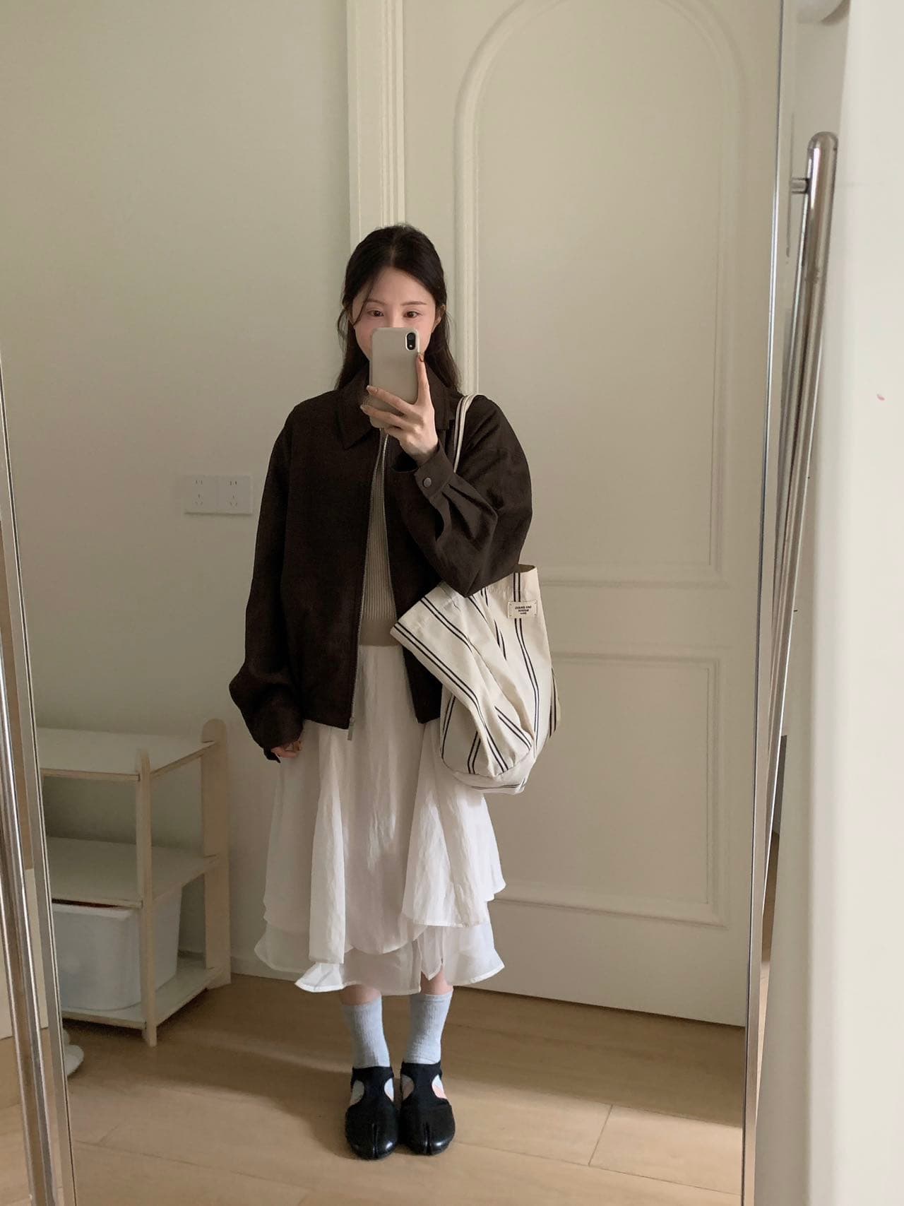 실사 26 가을 켜기 새로운 한 부서 익스트림 제인 폴로 칼라 루즈핏 단색 재킷 상세 이미지 8