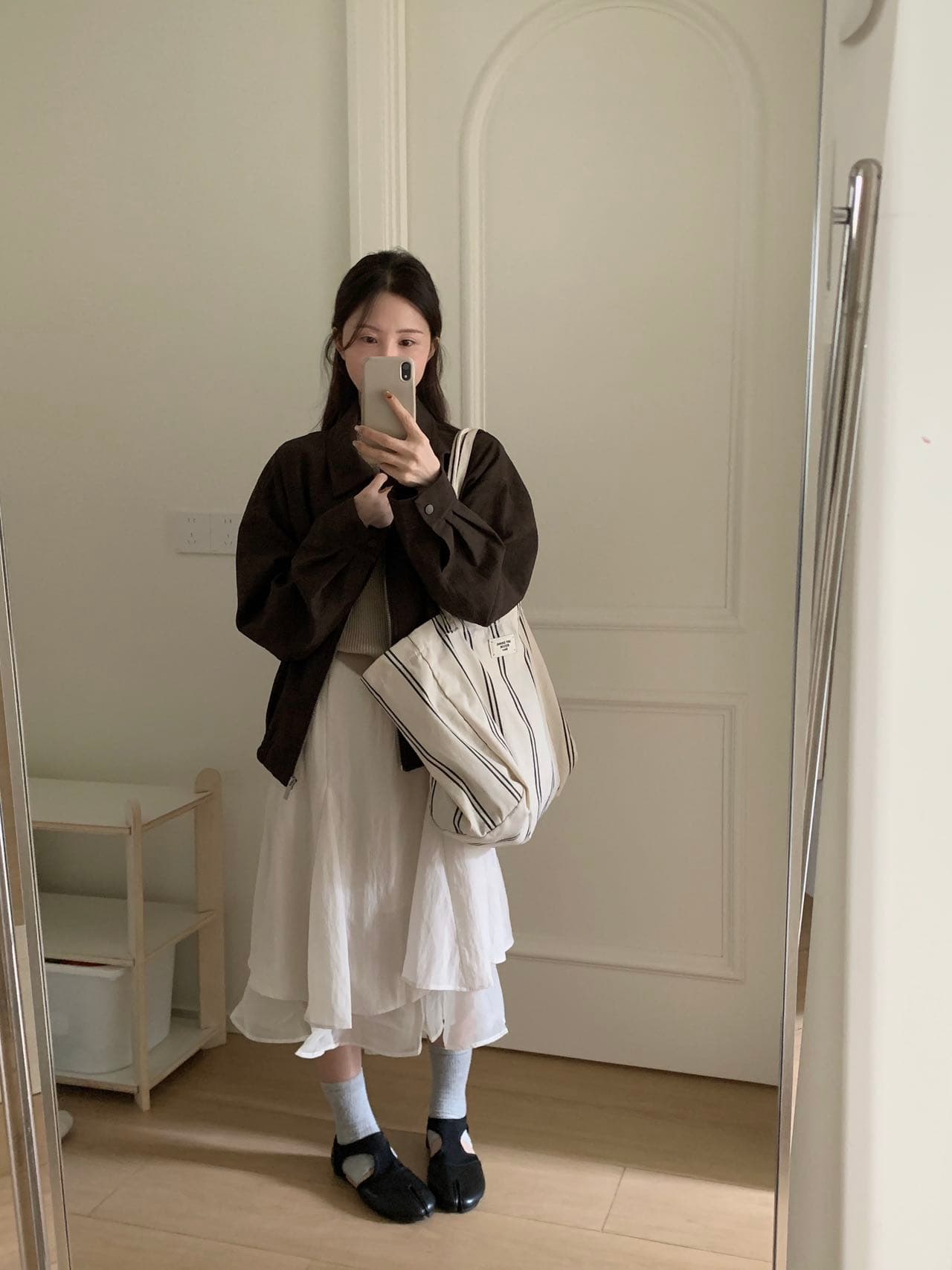 실사 26 가을 켜기 새로운 한 부서 익스트림 제인 폴로 칼라 루즈핏 단색 재킷 상세 이미지 9