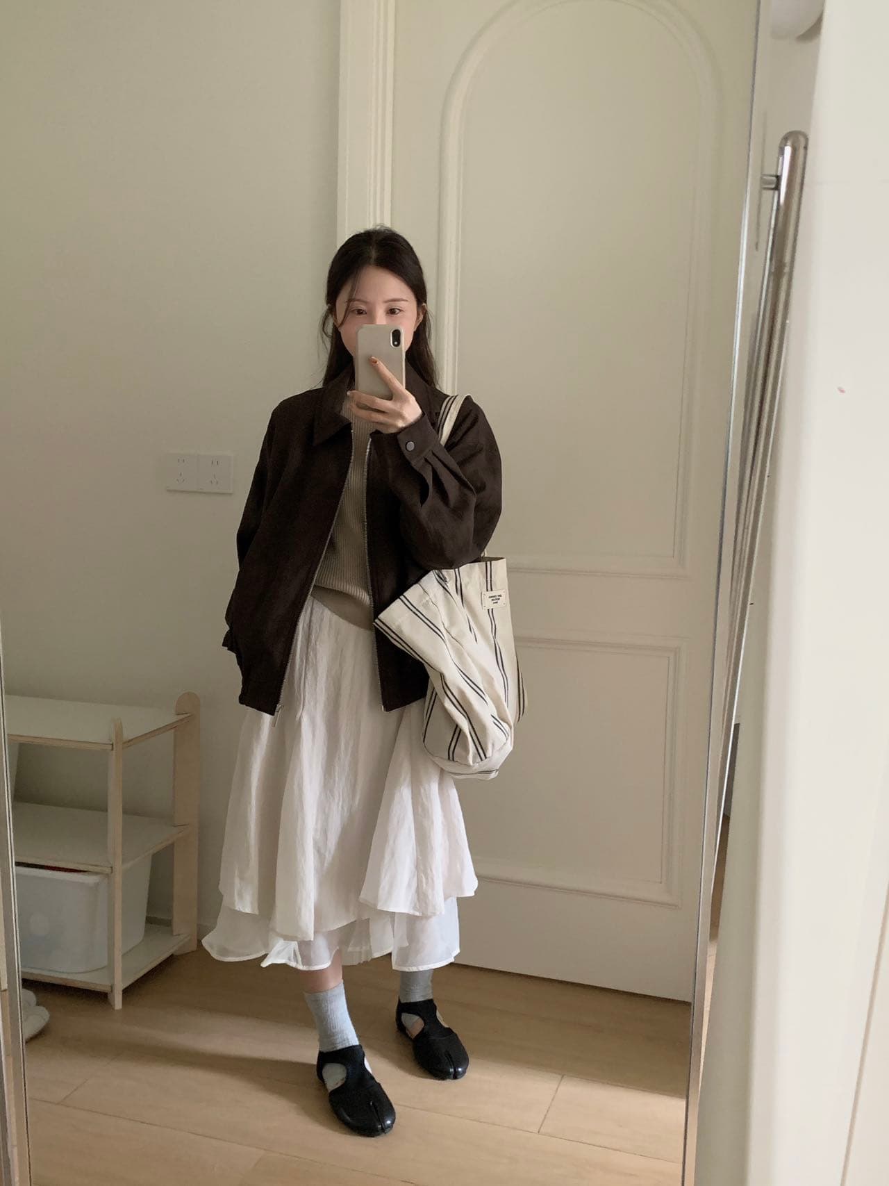 실사 26 가을 켜기 새로운 한 부서 익스트림 제인 폴로 칼라 루즈핏 단색 재킷 상세 이미지 10
