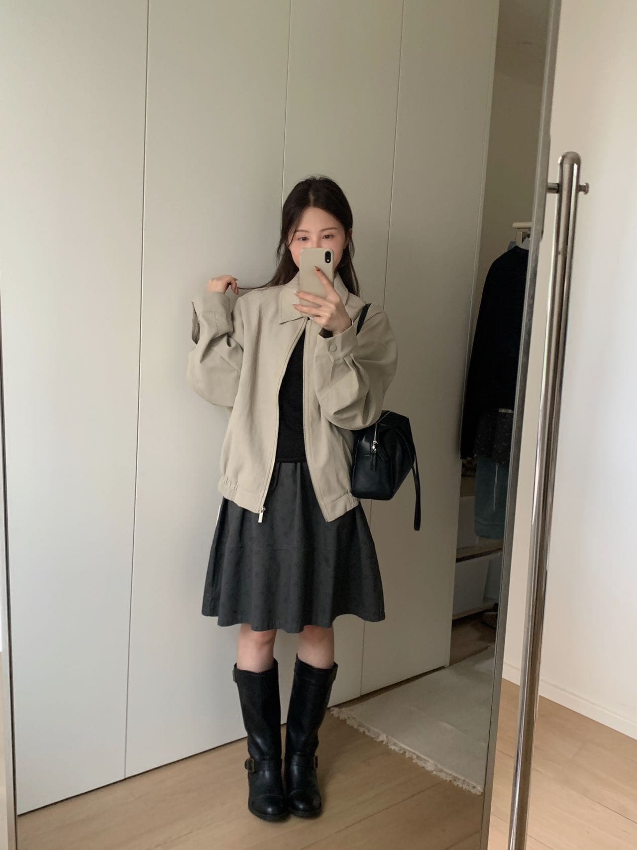 실사 26 가을 켜기 새로운 한 부서 익스트림 제인 폴로 칼라 루즈핏 단색 재킷 상세 이미지 17