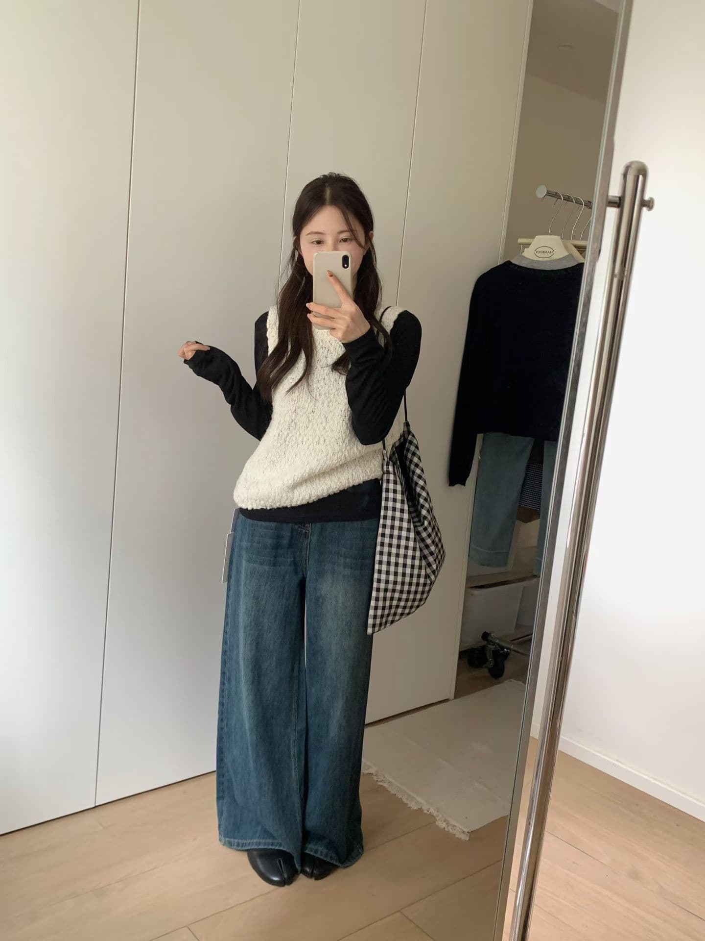 실사 26 가을 켜기 새로운 한 세대 미니멀리즘 레트로 디자인 섹션 루즈핏 캐주얼 다용도 와이드 레그 팬츠 청바지 상세 이미지 11