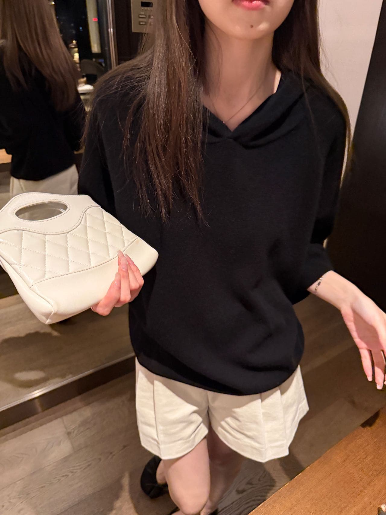 가을 켜기 새로운 한 부서 후드 티 스웨터 핏 스타일 루즈핏 표지 배 니트 스웨터 상세 이미지 8