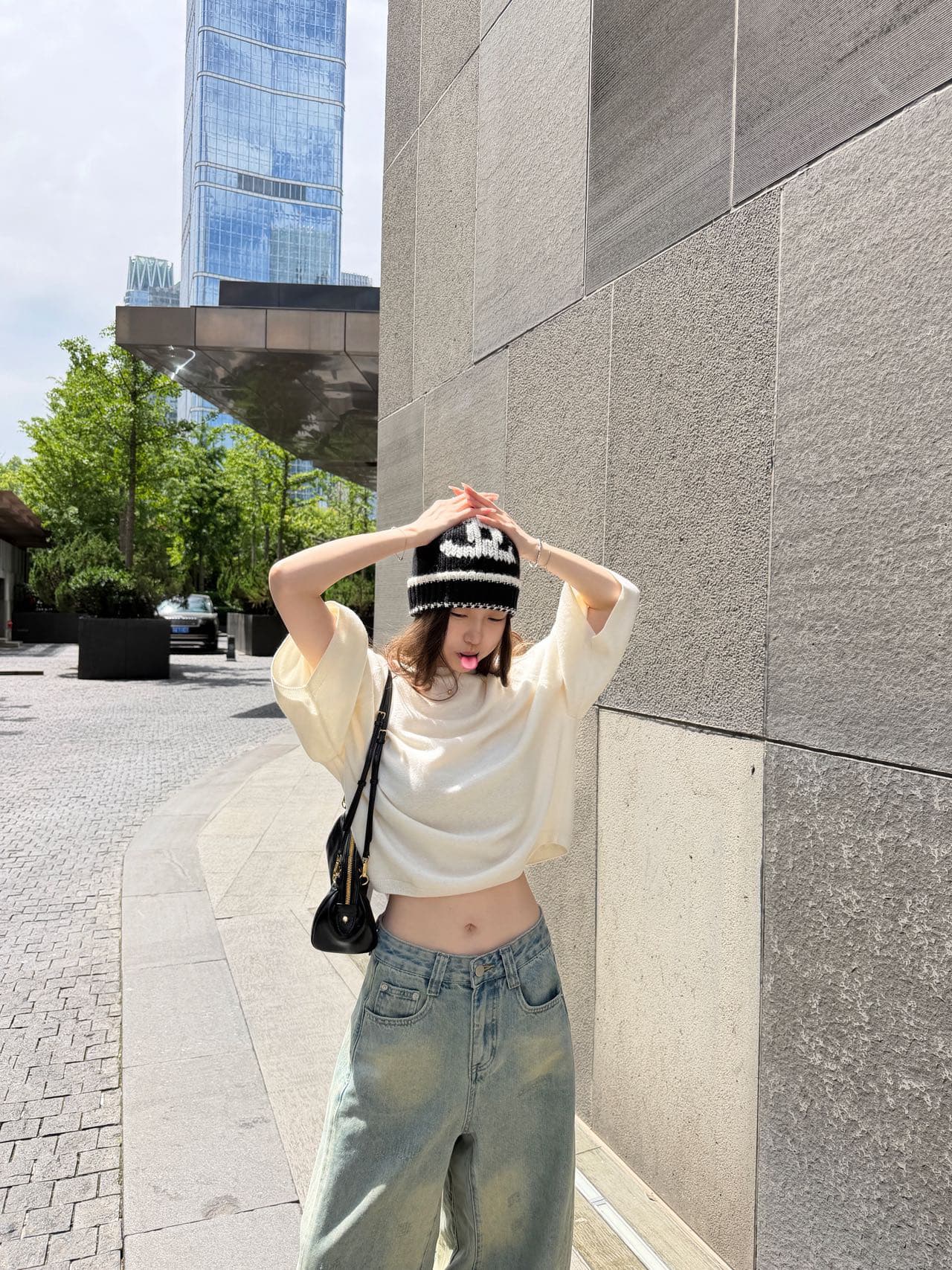 가을 켜기 새로운 한 부서 후드 티 스웨터 핏 스타일 루즈핏 표지 배 니트 스웨터 상세 이미지 14