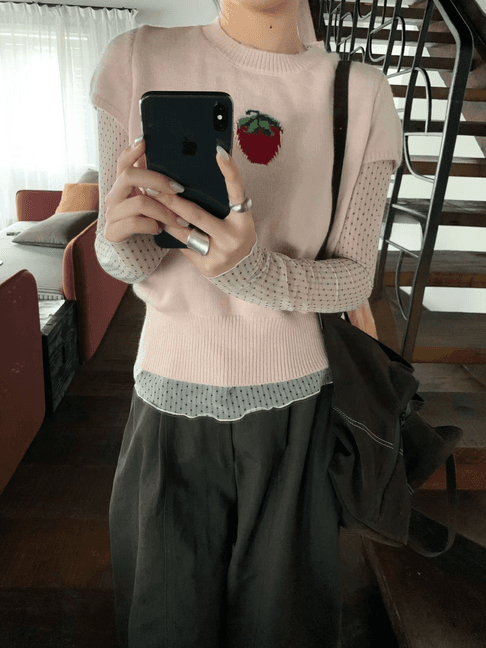 실사 26 가을 켜기 새로운 한 부서 느긋한 바람 라운드 넥 스택 착용 보온 스웨터 이미지 2