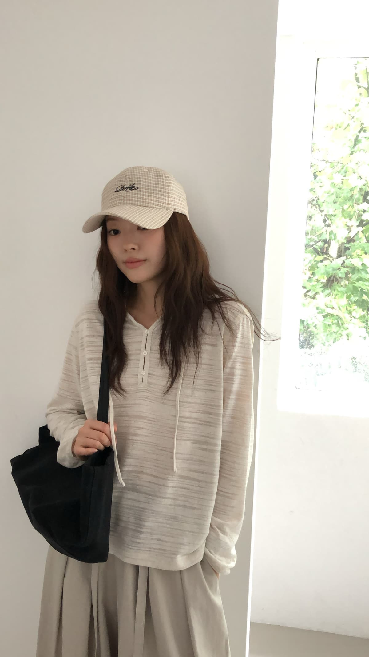 가을 켜기 새로운 한 부서 느긋한 바람 루즈핏 단색 후드 니트 t 모자 셔츠 인사이드 가져 가라. 싱글 착용 모두 매우 아름답다. 긴팔 티셔츠 상세 이미지 5