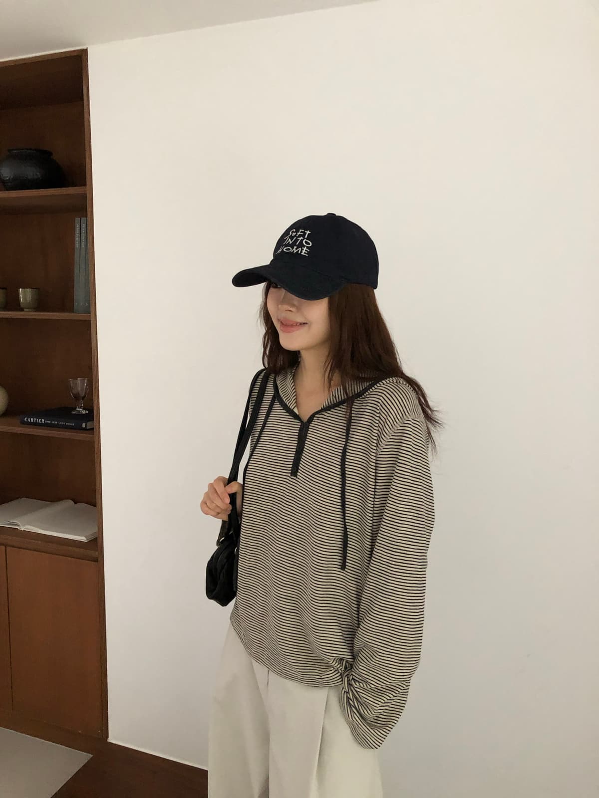 가을 켜기 새로운 한 부서 느긋한 바람 루즈핏 단색 후드 니트 t 모자 셔츠 인사이드 가져 가라. 싱글 착용 모두 매우 아름답다. 긴팔 티셔츠 상세 이미지 17